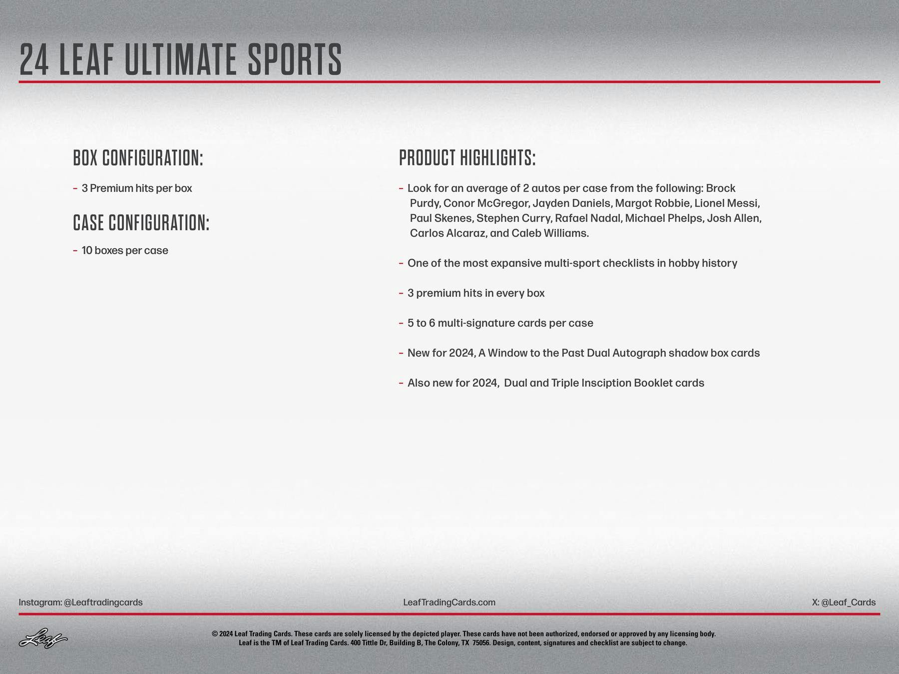 2024 Leaf Ultimate Sports Hobby Box (3 Premium Cards) - NFL Hobby Box