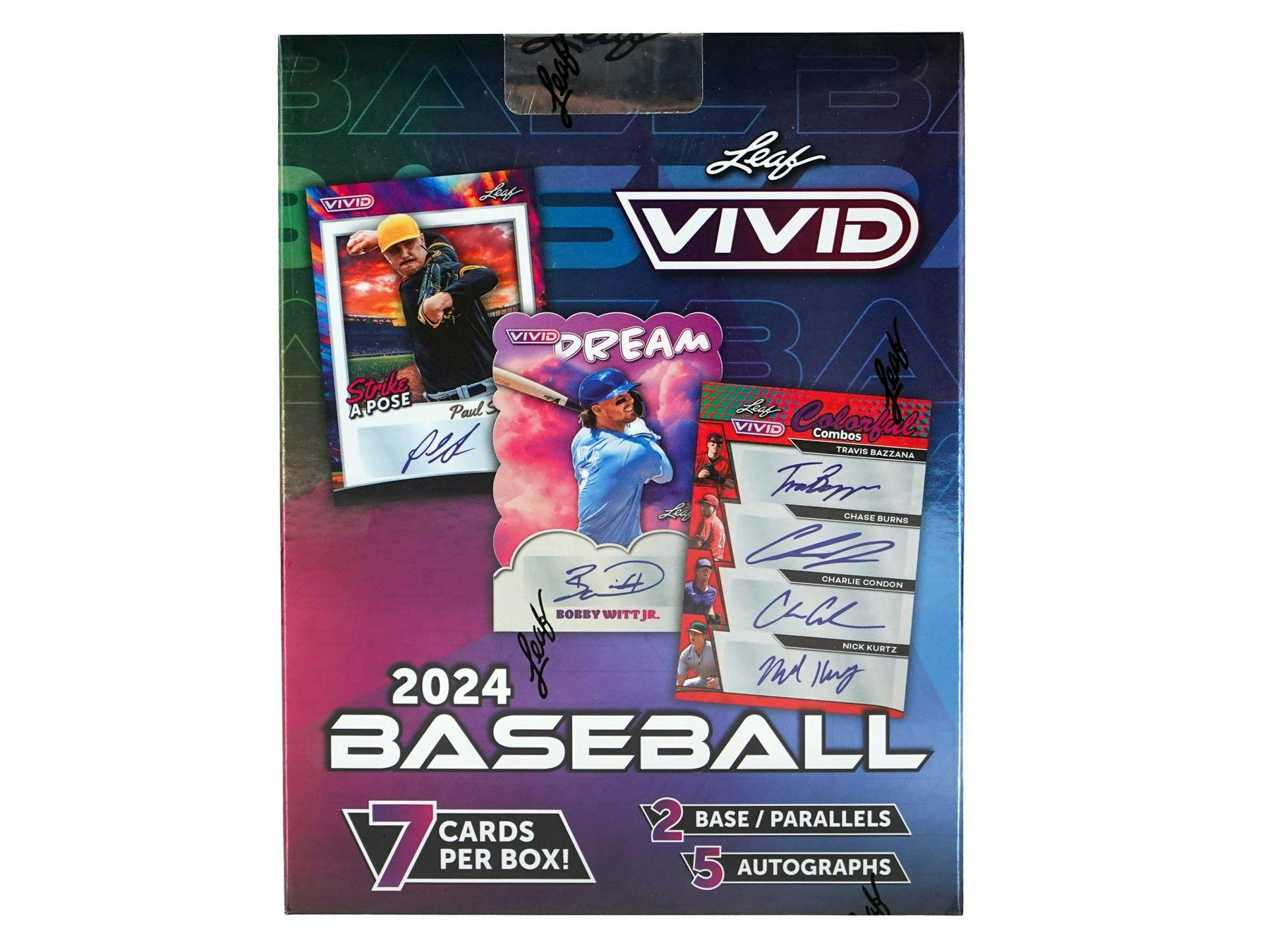 2024 Leaf Vivid Baseball Hobby Box (5 Autos) Skenes Whit Jr Holliday Charli Condon - MLB Hobby Box
