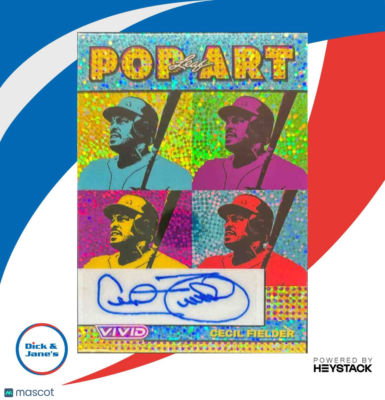 2024 Leaf Vivid Cecil Fielder Pop Art Sparkle Yellow 4/10 Auto Detroit Tigers - Sports Cards