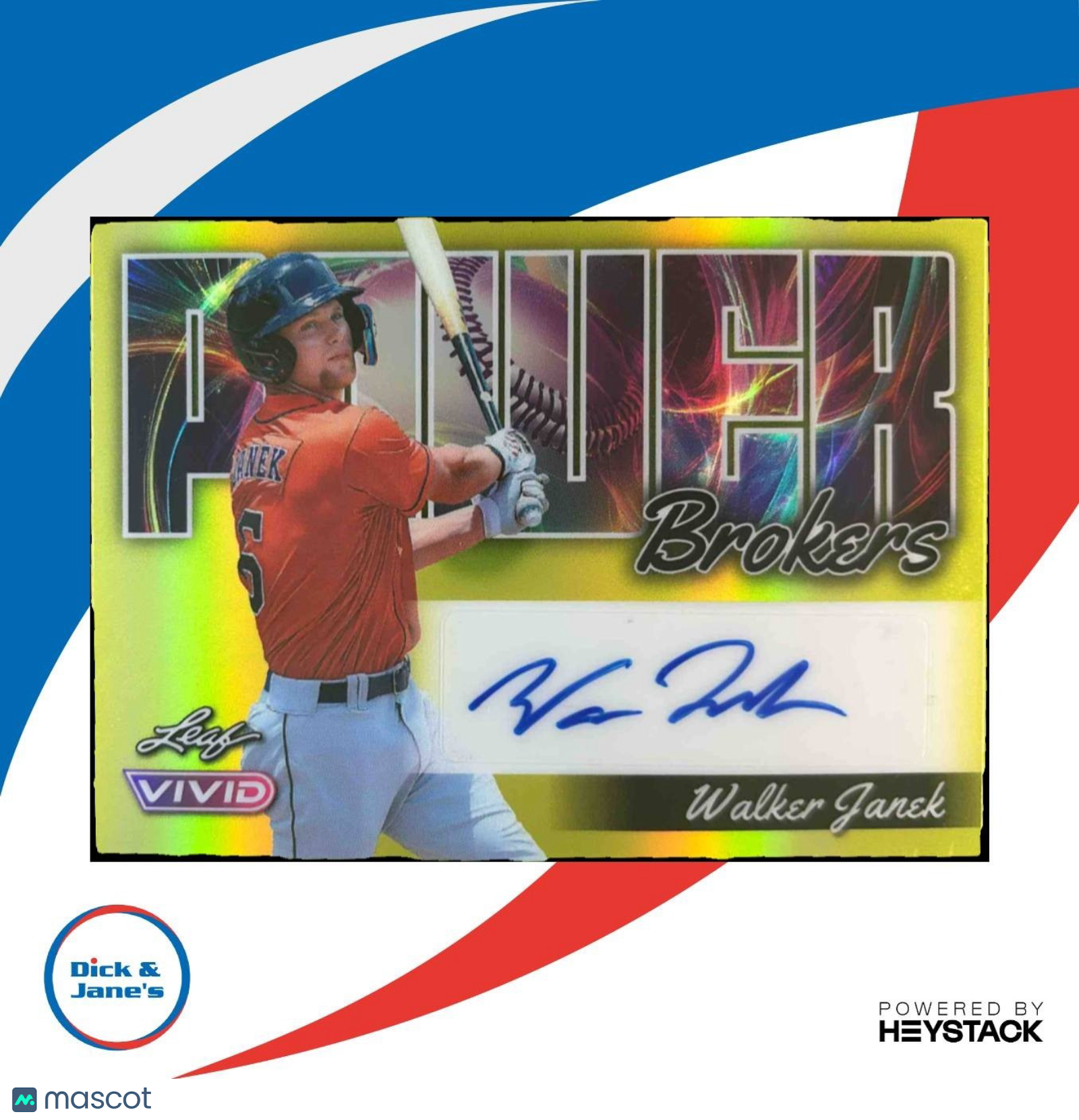 2024 Leaf Vivid Walker Janek Power Brokers Yellow /10 Auto Houston Astros - Sports Cards