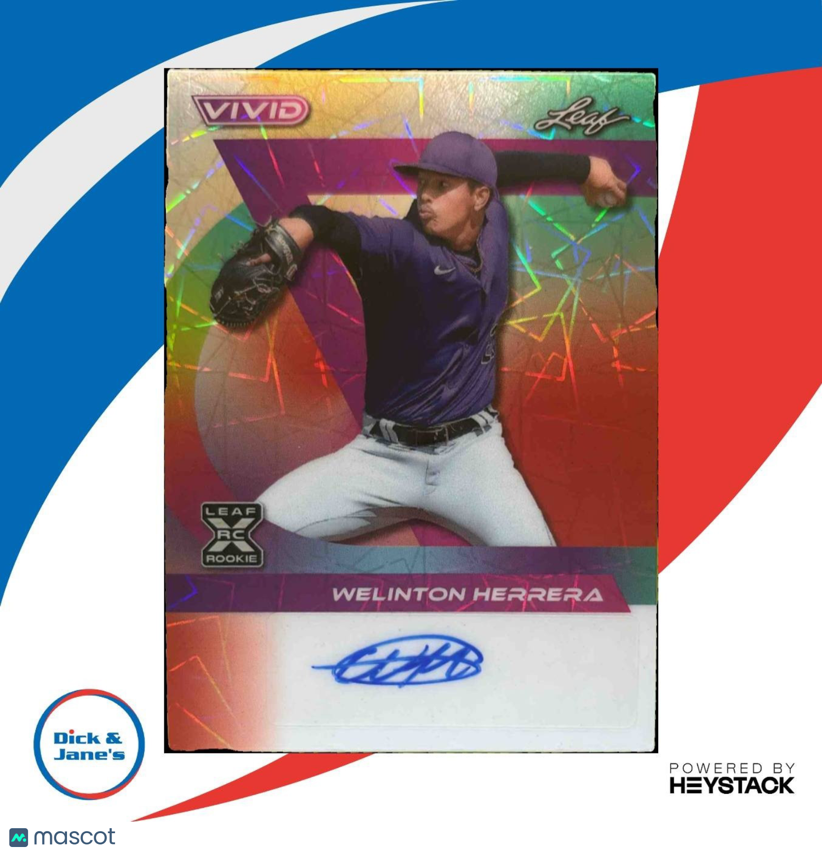 2024 Leaf Vivid Welinton Herrera Auto Laser Green /1 Colorado Rockies - Sports Cards
