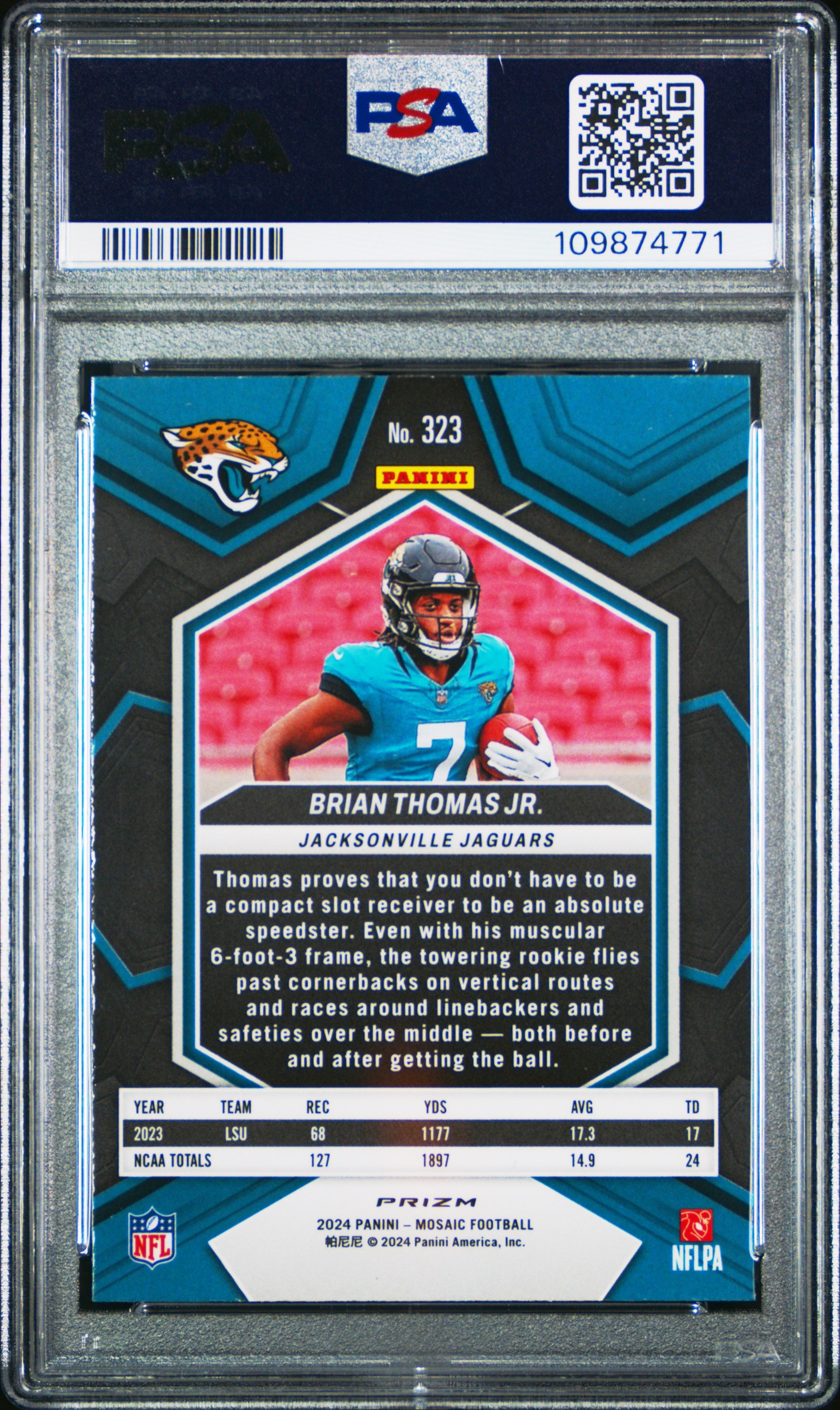 2024 Mosaic Brian Thomas Jr. Green Rookie #323 PSA 10 GEM Jacksonville Jaguars - Graded Sports Cards