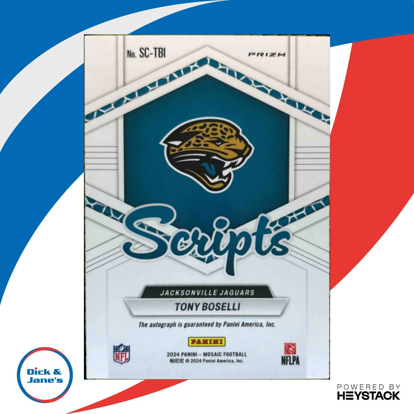 2024 Mosaic Tony Boselli Scripts Mosaic Prizm #SC-TBI Auto Jacksonville Jaguars - Sports Cards