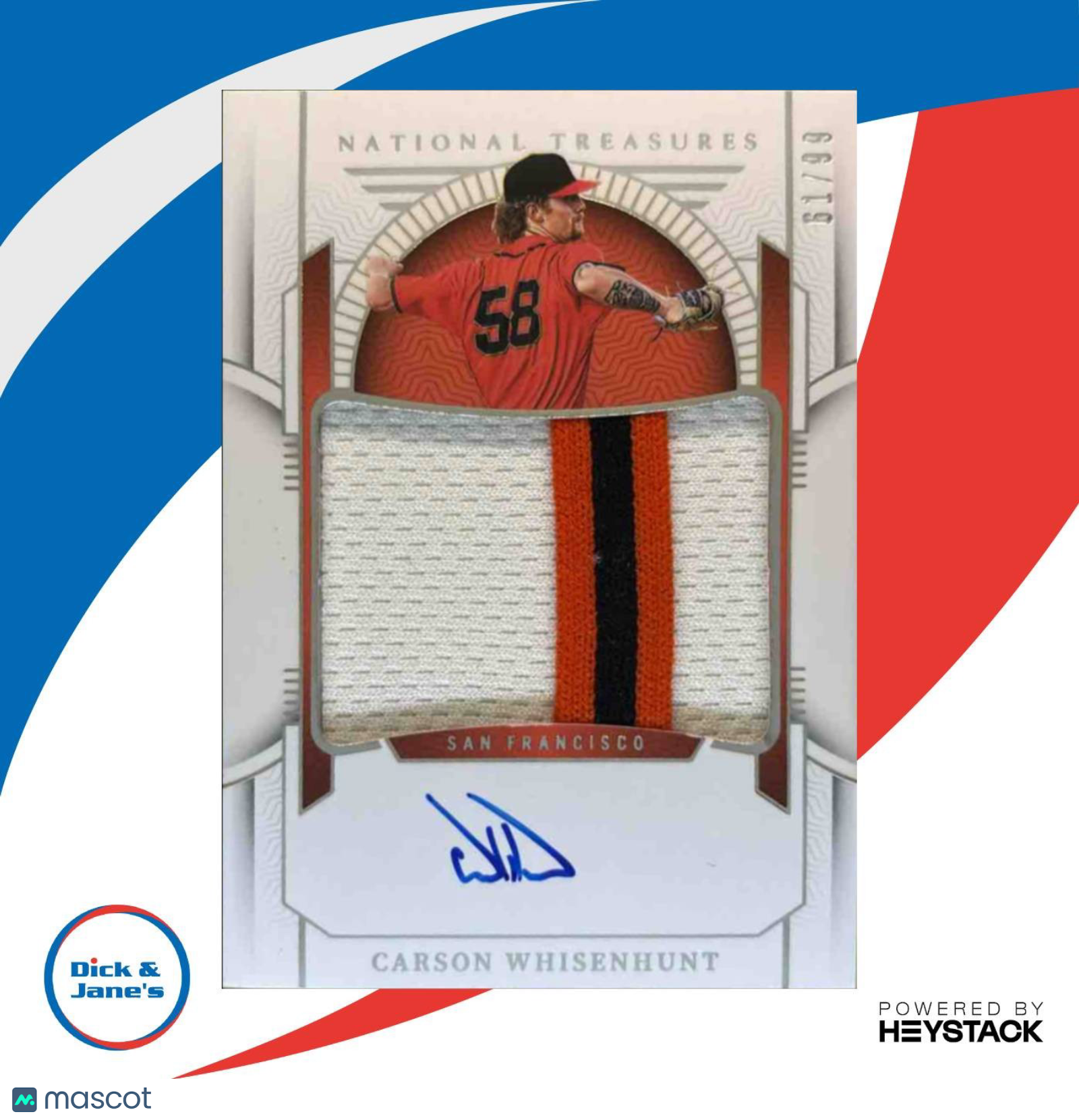 2024 National Treasure Carson Whisenhunt Prospect Material Signatures /99 Giants - Sports Cards