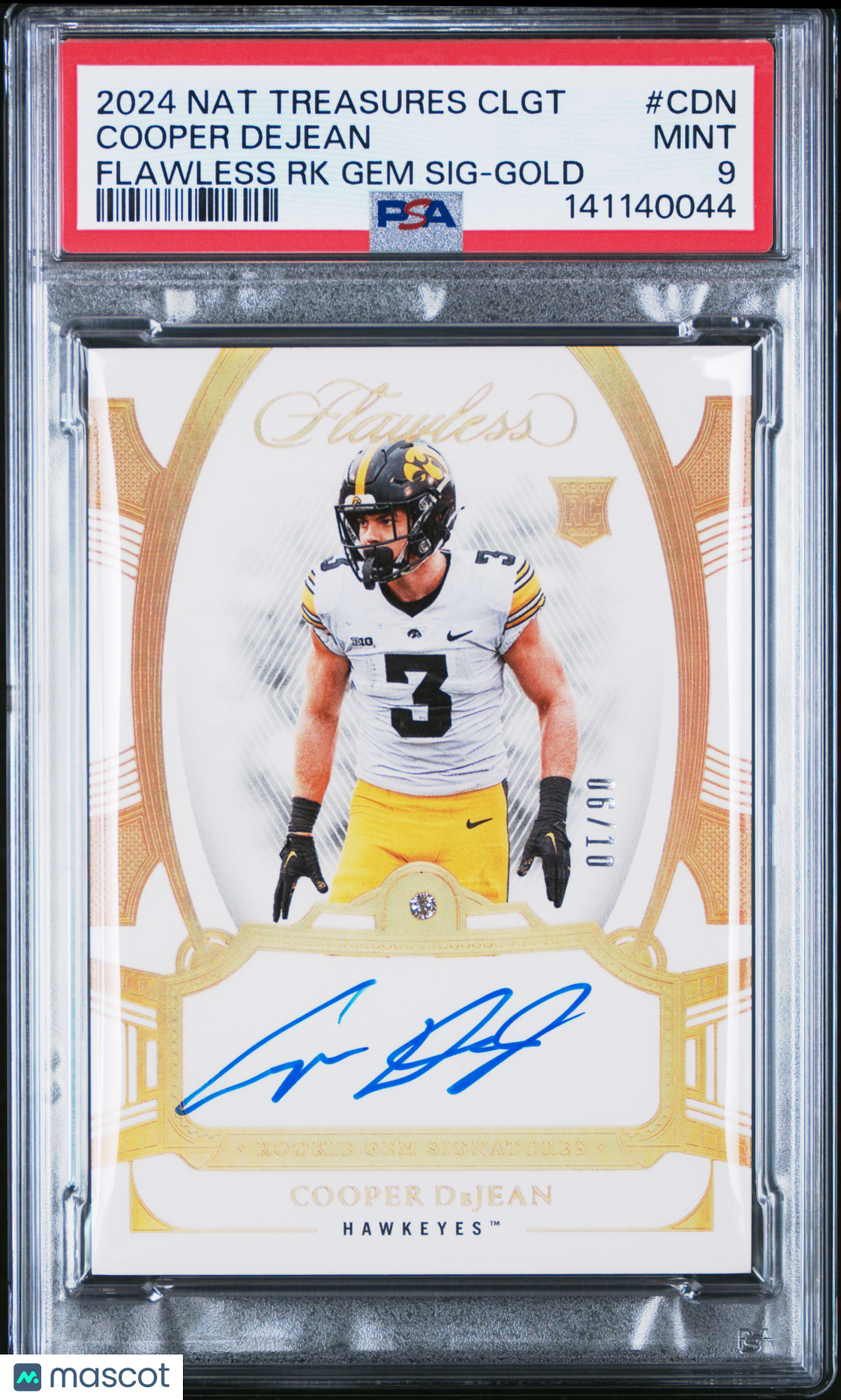 2024 National Treasures Collegiate Flawless Rookie Cooper Dejean Auto /10 PSA 9 - Graded Sports Cards