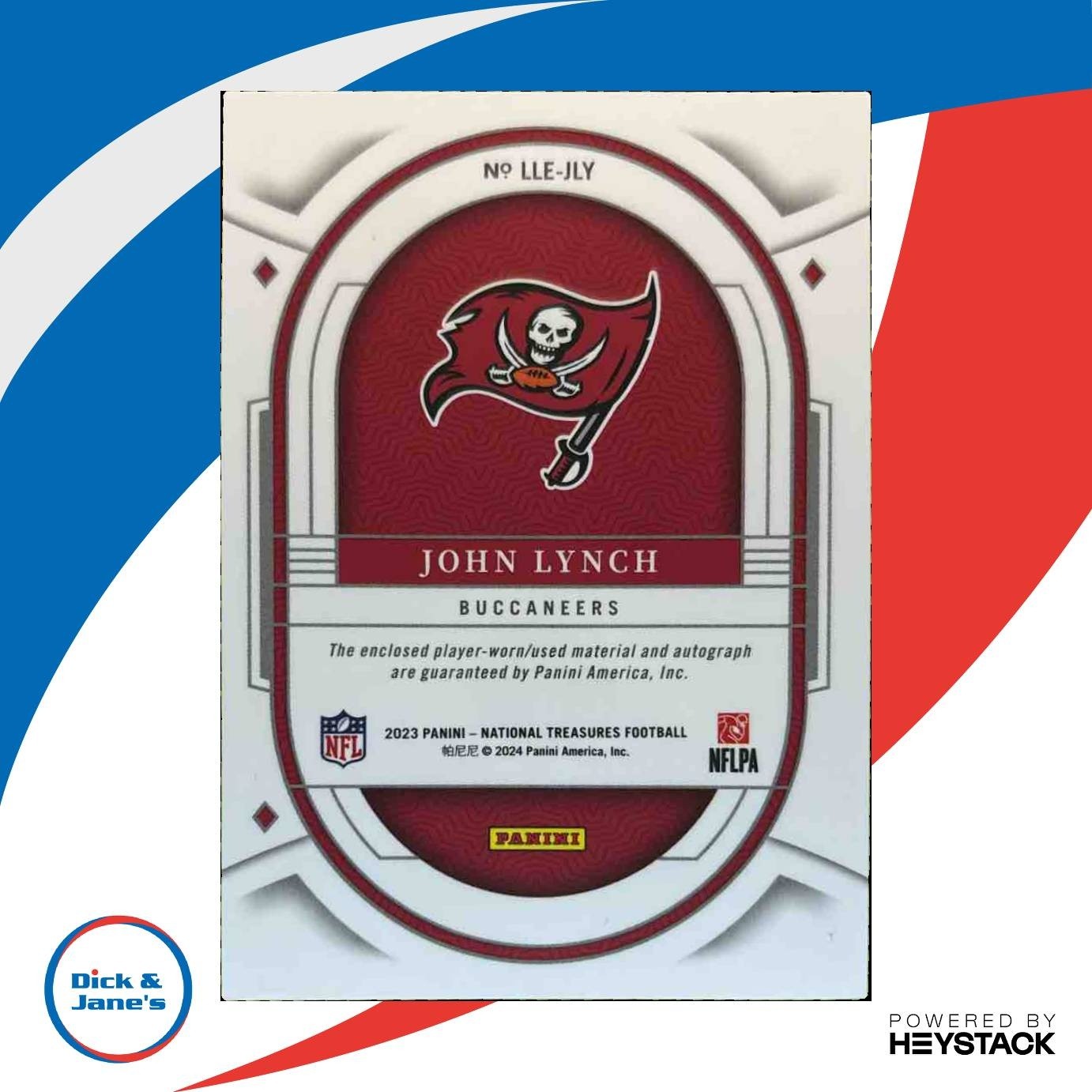 2024 National Treasures John Lynch Lasting Legacies Auto Relic /10 Buccaneers - Sports Cards