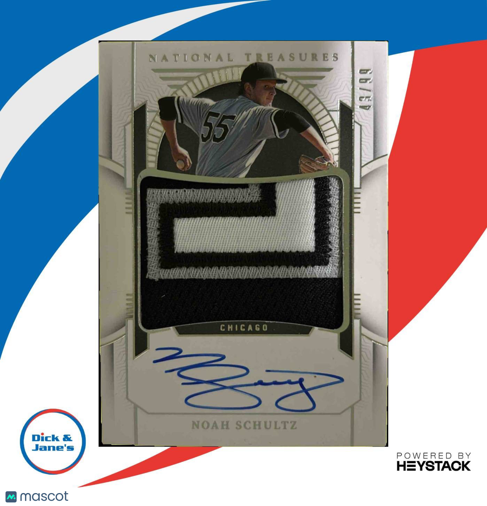 2024 National Treasures Noah Schultz Prospect Material Patch Signatures /99 Auto - Sports Cards