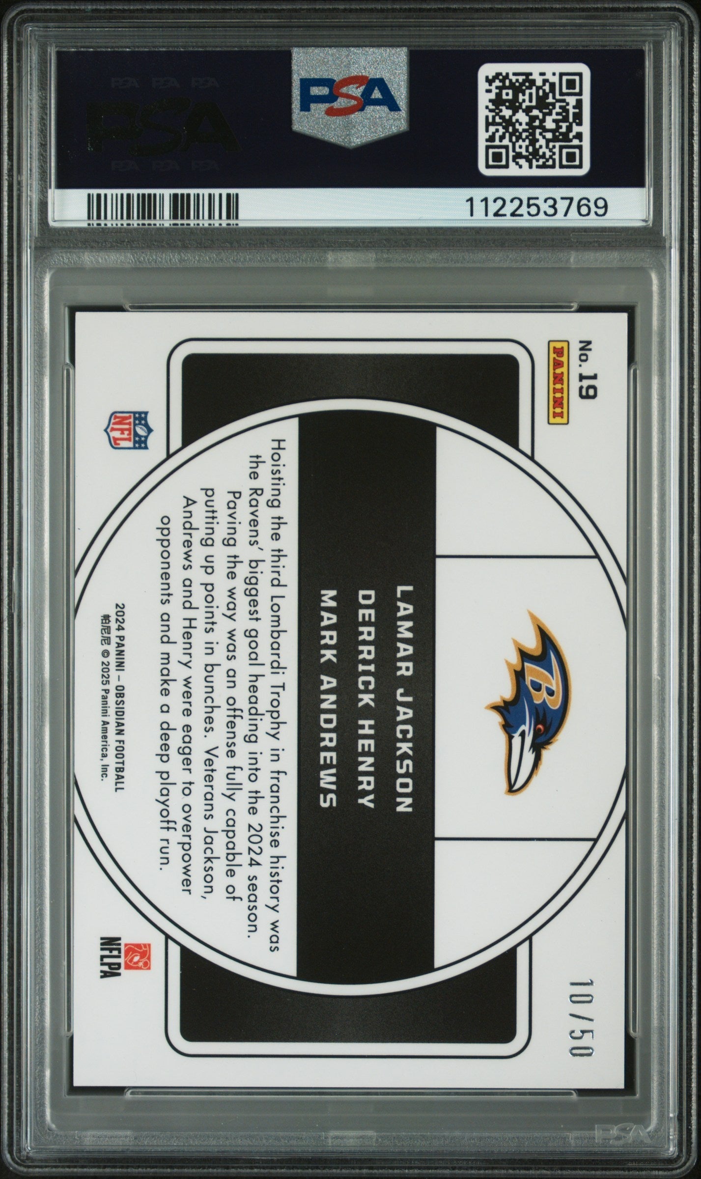 2024 Obsidian Nucleus Andrews Derrick Henry Lamer Jackson Purple 10/50 PSA 10 - Graded Sports Cards