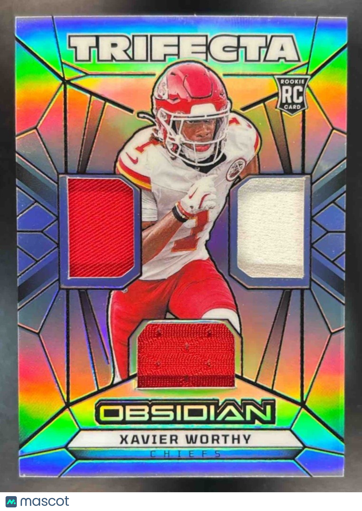 2024 Obsidian Xavier Worthy Trifecta Swatches Silver /99 MEM RC Chiefs - Sports Cards