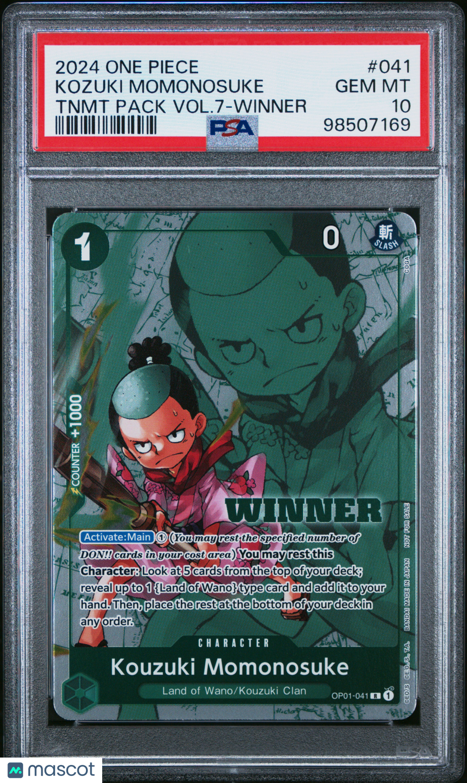 2024 One Piece Kozuki Momonosuke TNMT Pack Vol. 7-WINNER PSA 10 GEM MINT - Graded TCG/CCG