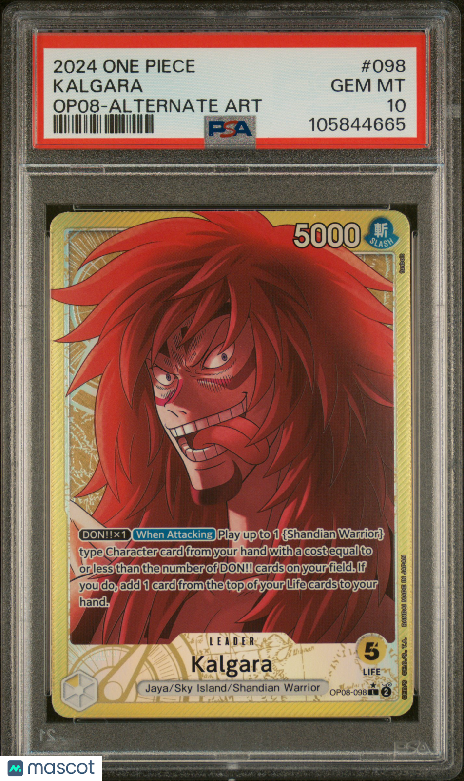 2024 One Piece OP08-Two Legends Kalgara #098 Alternate Art PSA 10 - Graded TCG/CCG