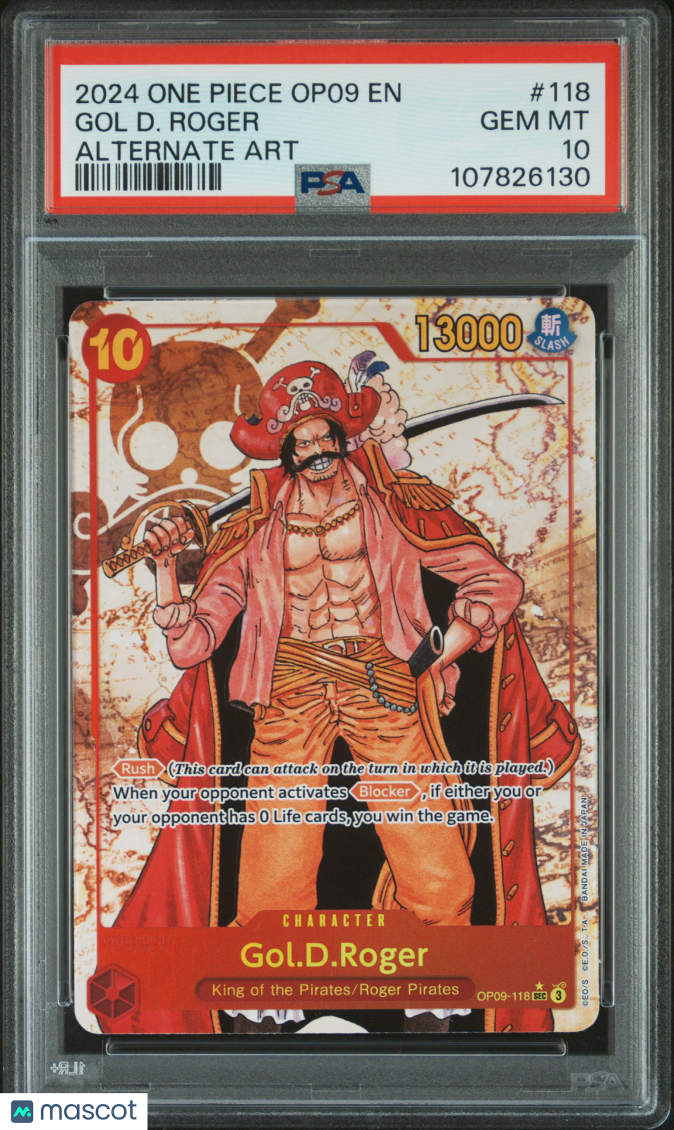 2024 One Piece OP09-Emperors In The New World Gol D. Roger #118 Alt Art PSA 10 - Graded TCG/CCG