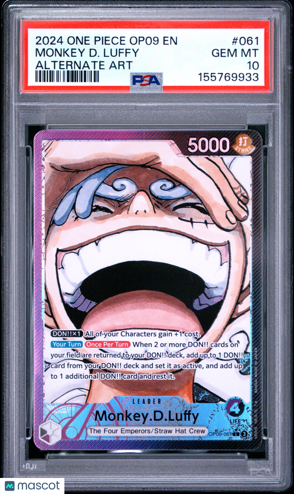 2024 One Piece OP09-Emperors In The New World Monkey D. Luffy Alt Art PSA 10 - Graded TCG/CCG