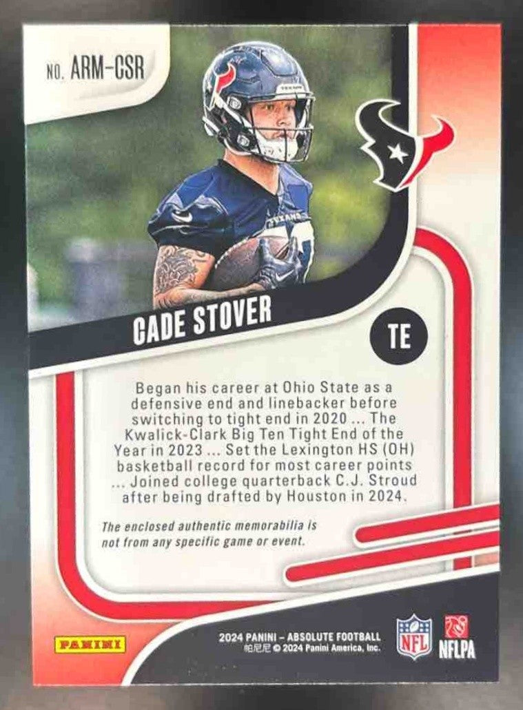 2024 Panini Absolute Cade Stover Rookie Materials MEM RC Houston Texans - Sports Cards