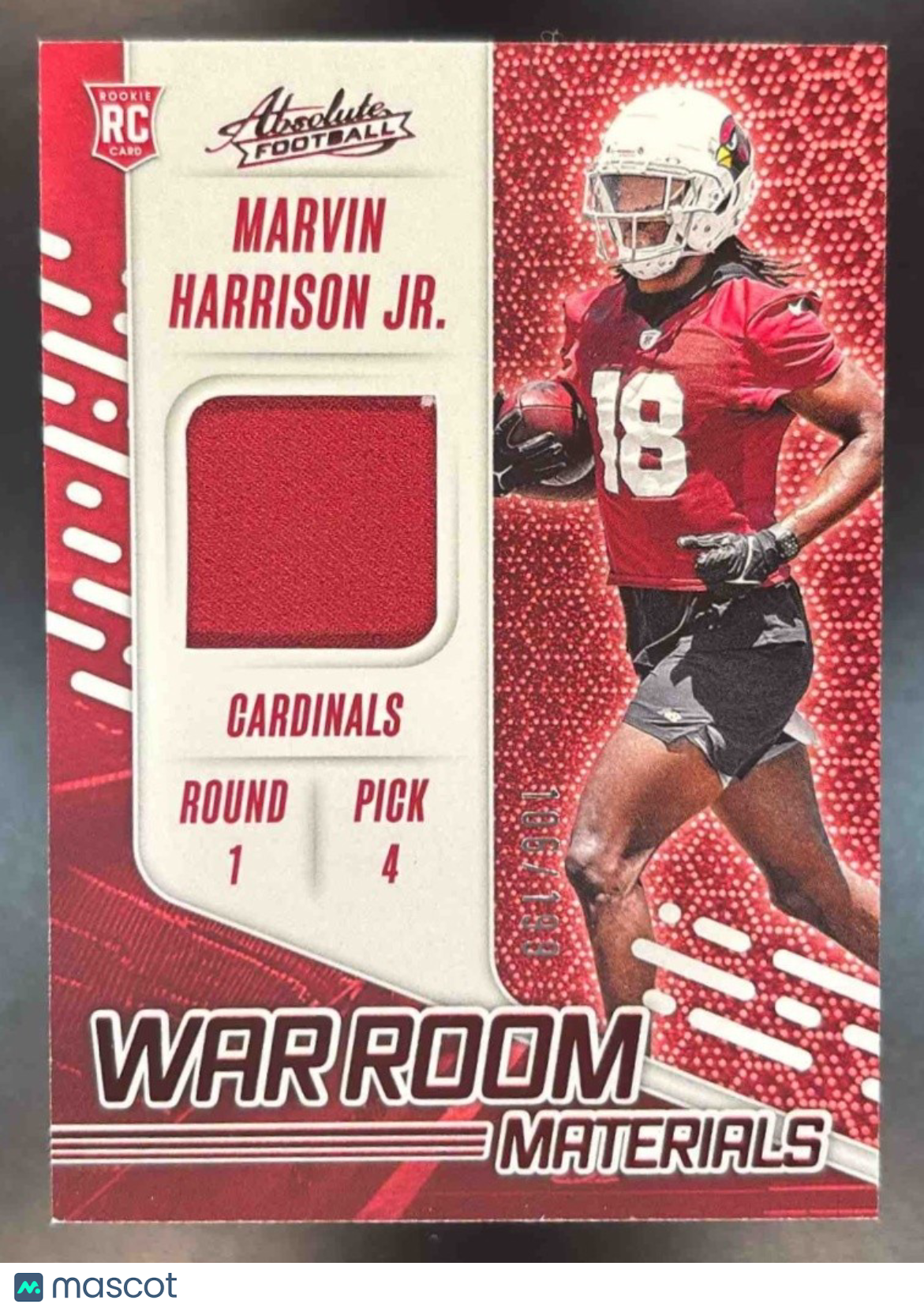 2024 Panini Absolute Marvin Harrison Jr. War Room Material /199 MEM RC Cardinals - Sports Cards