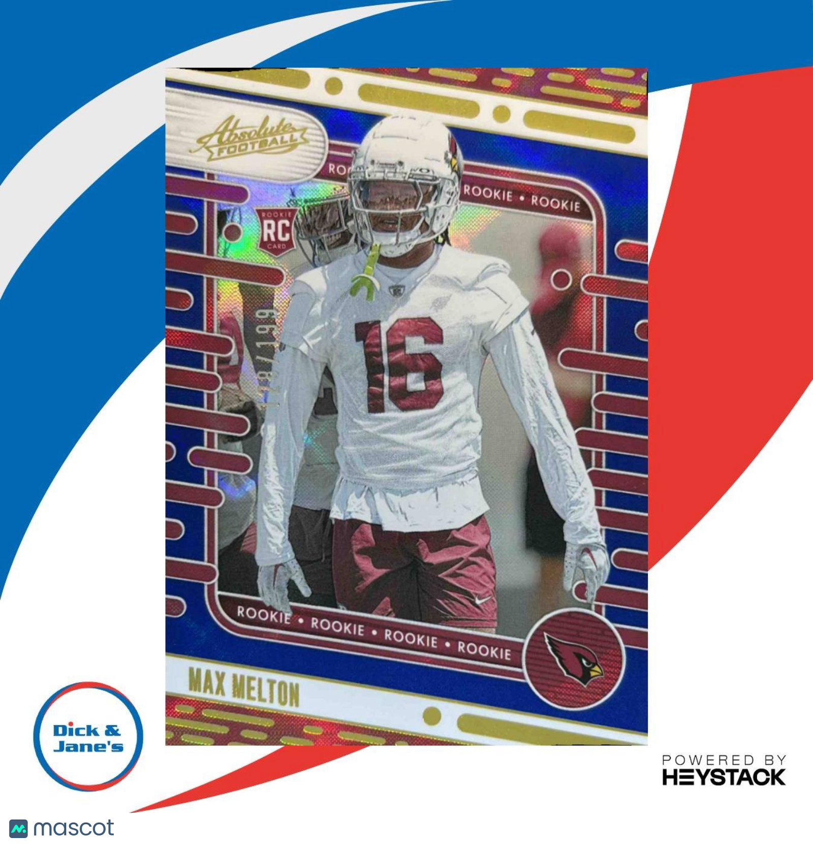 2024 Panini Absolute Max Melton Rookies Blue Diamonds 28/199 #143 RC Cardinals - Sports Cards