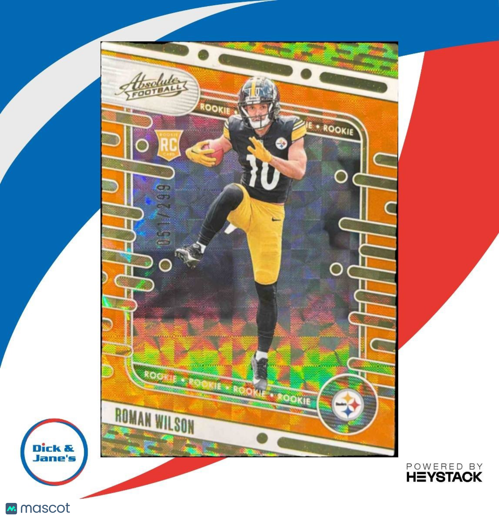 2024 Panini Absolute Roman Wilson Rookies Orange Mosaic /299 #169 RC Steelers - Sports Cards