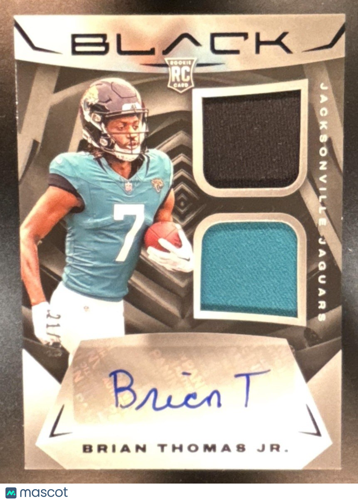 2024 Panini Black Brian Thomas Jr. Dual Patch Auto /99 MEM RC Jaguars - Sports Cards