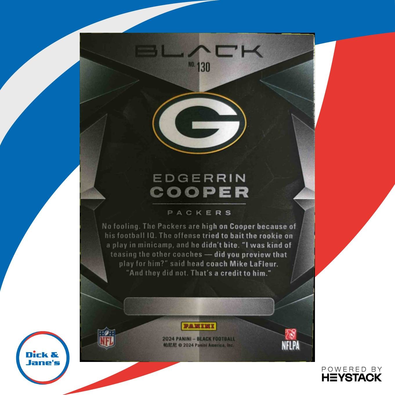 2024 Panini Black Edgerrin Cooper Rookies Sapphire /35 #130 RC Green Bay Packers - Sports Cards