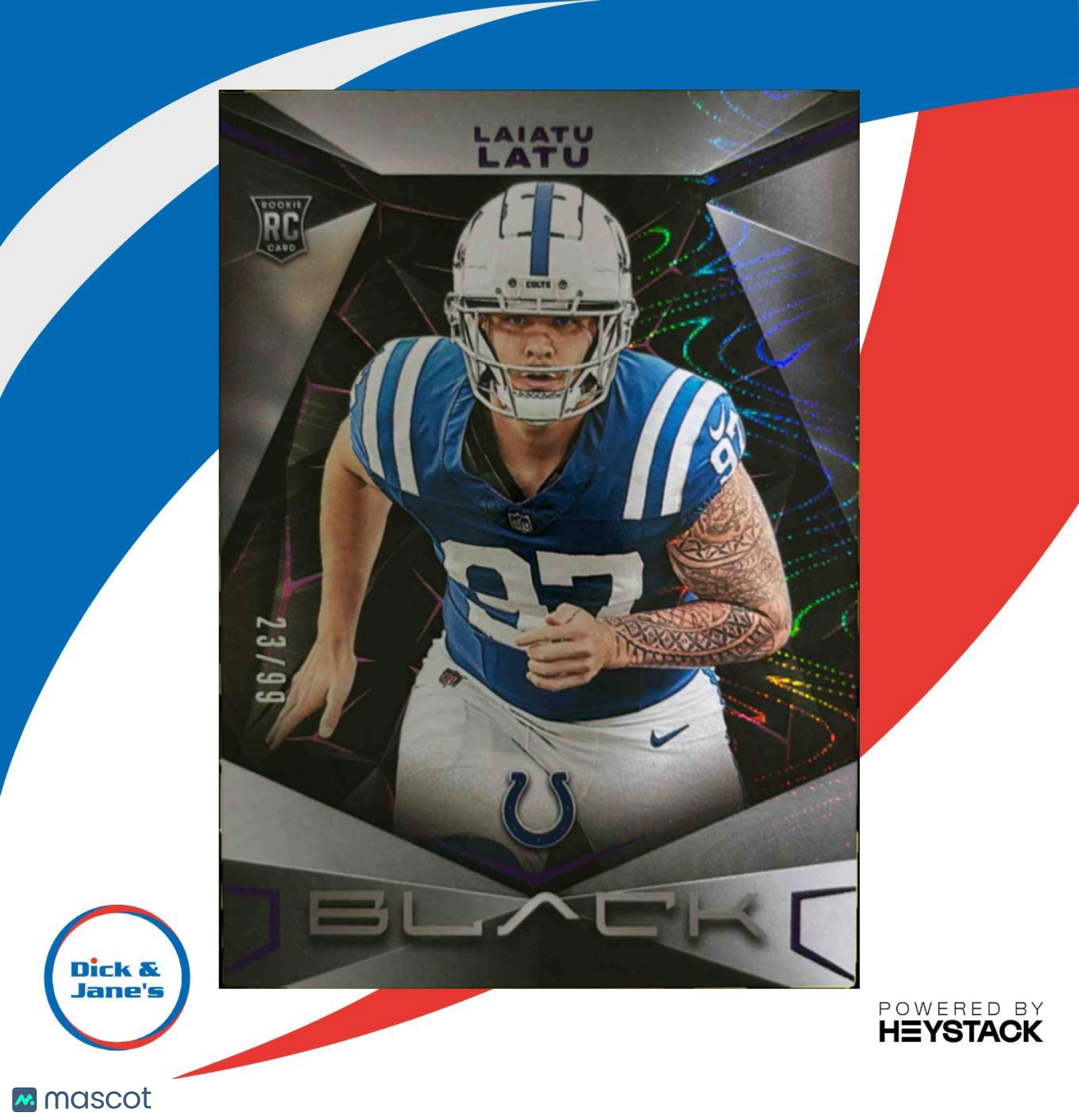 2024 Panini Black Laiatu Latu Rookies Royal 23/99 #166 RC Indianapolis Colts - Sports Cards