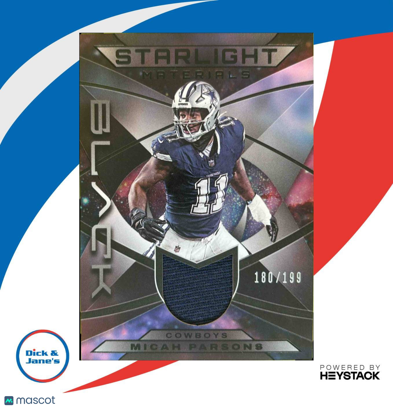 2024 Panini Black Micah Parsons Starlight Materials 180/199 MEM Dallas Cowboys - Sports Cards