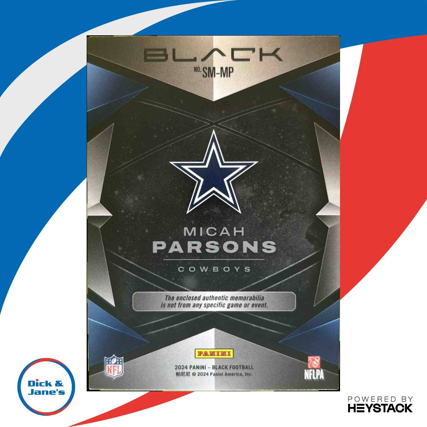 2024 Panini Black Micah Parsons Starlight Materials 180/199 MEM Dallas Cowboys - Sports Cards