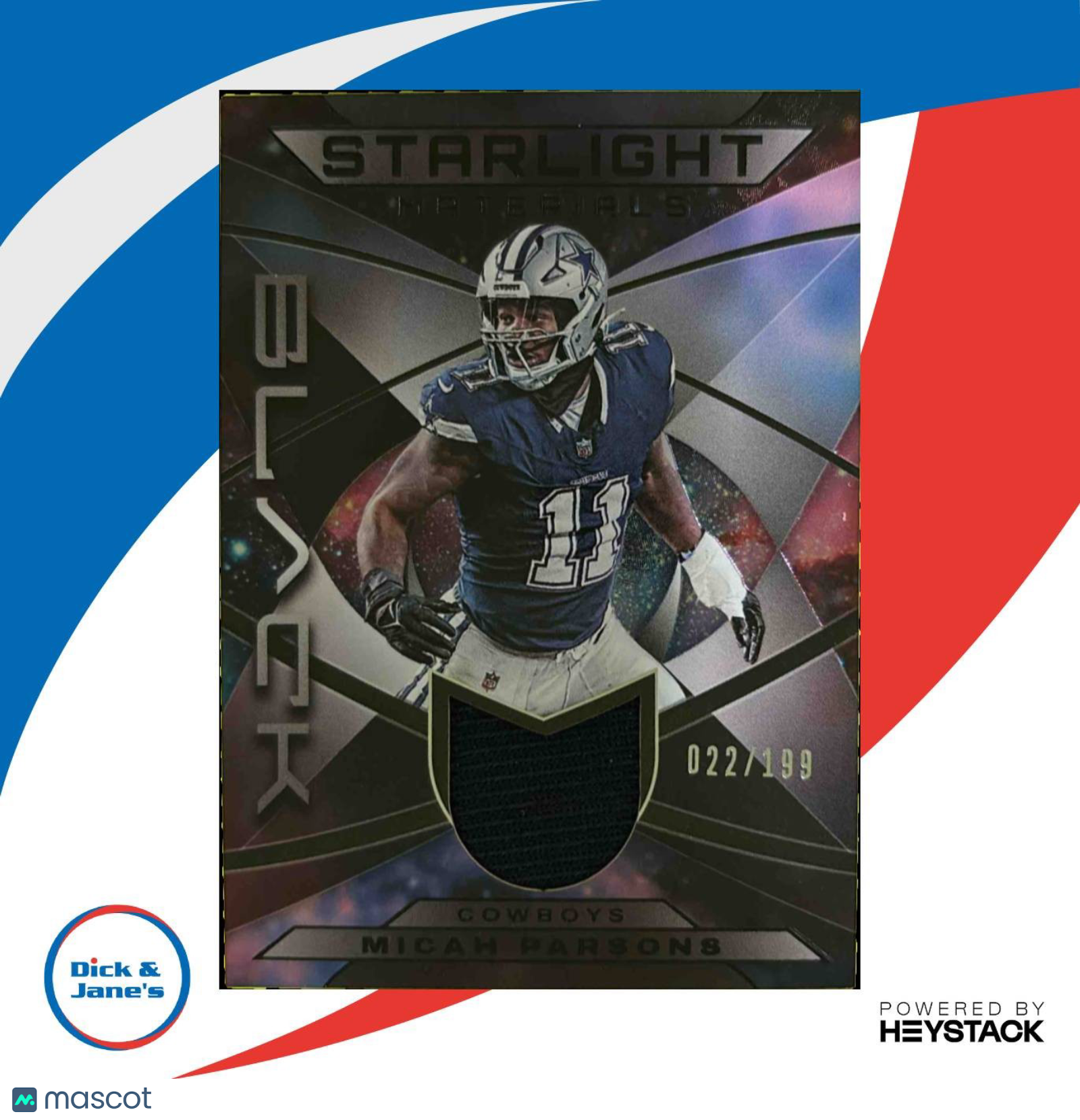2024 Panini Black Micah Parsons Starlight Materials 22/199 MEM Dallas Cowboys - Sports Cards