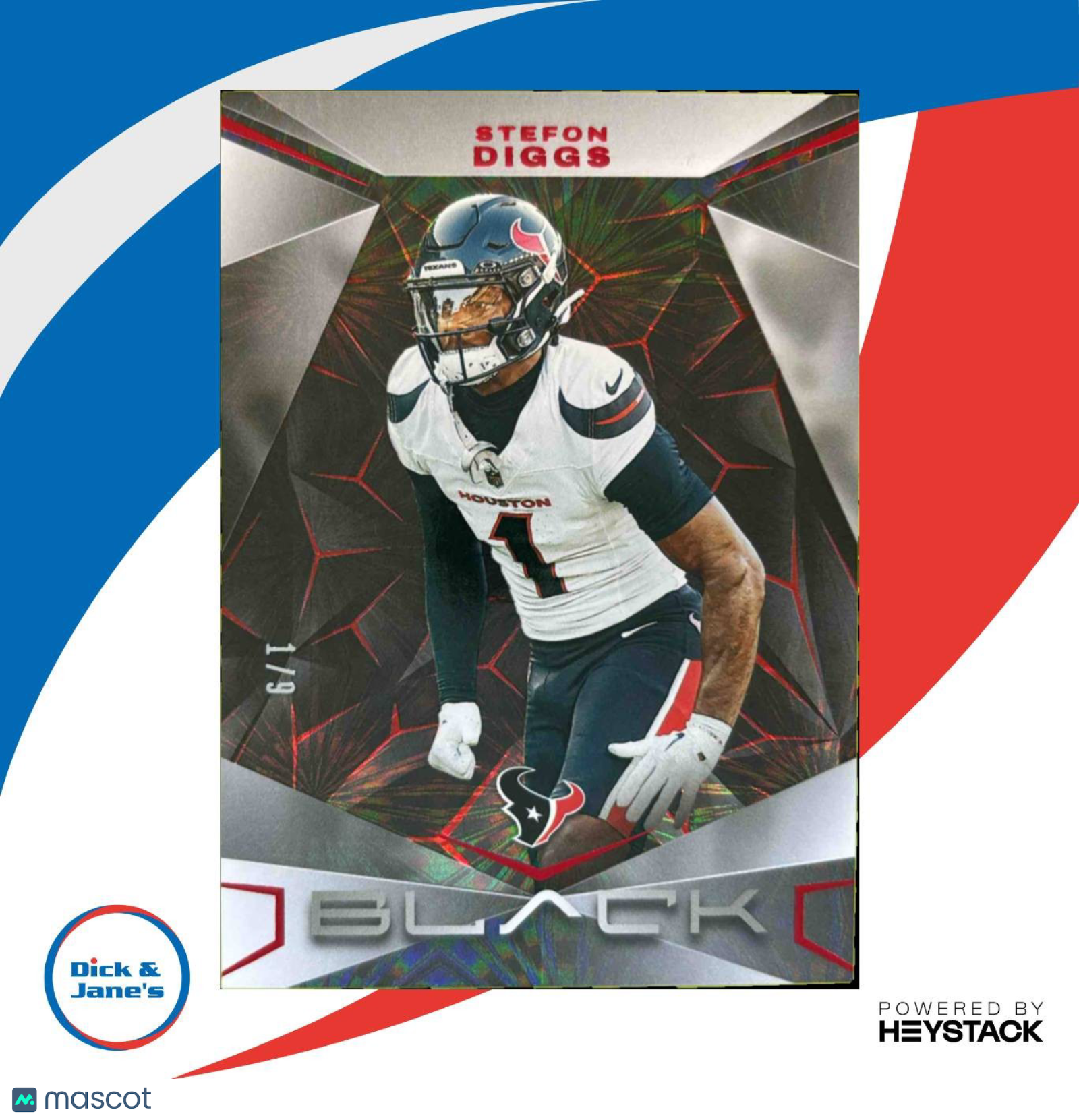2024 Panini Black Stefon Diggs Ruby 1/9 #44 Houston Texans - Sports Cards