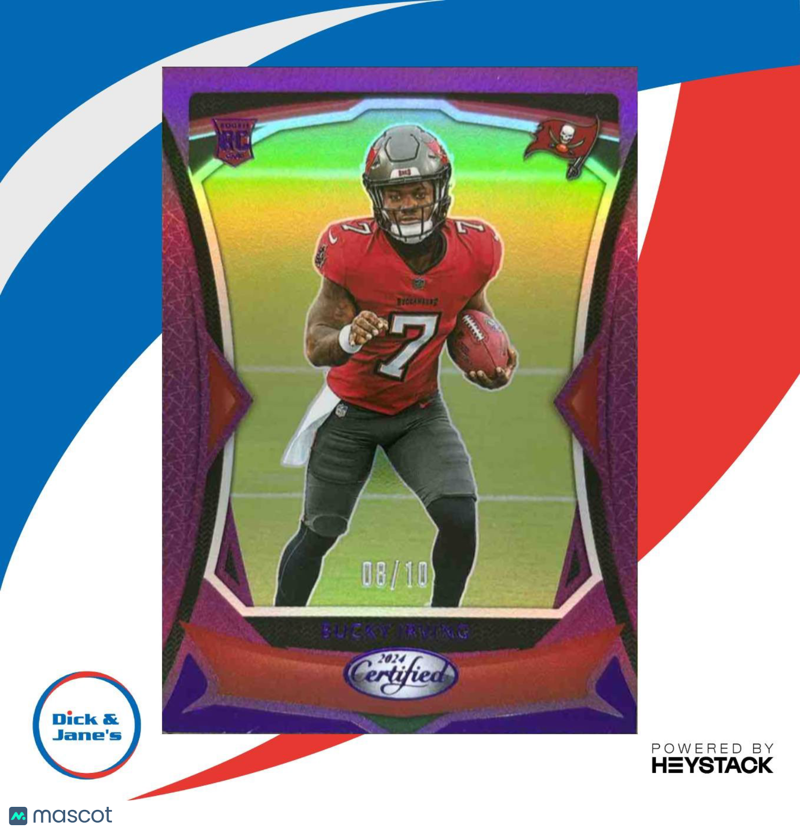 2024 Panini Certified Bucky Irving Rookies Purple Mirror 8/10 #194 RC Buccaneers - Sports Cards