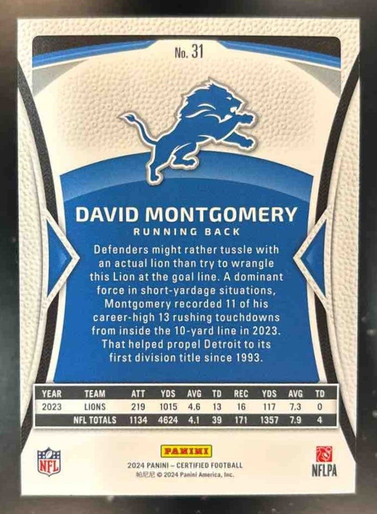 2024 Panini Certified David Montgomery Gold /15 #31 Detroit Lions - Sports Cards