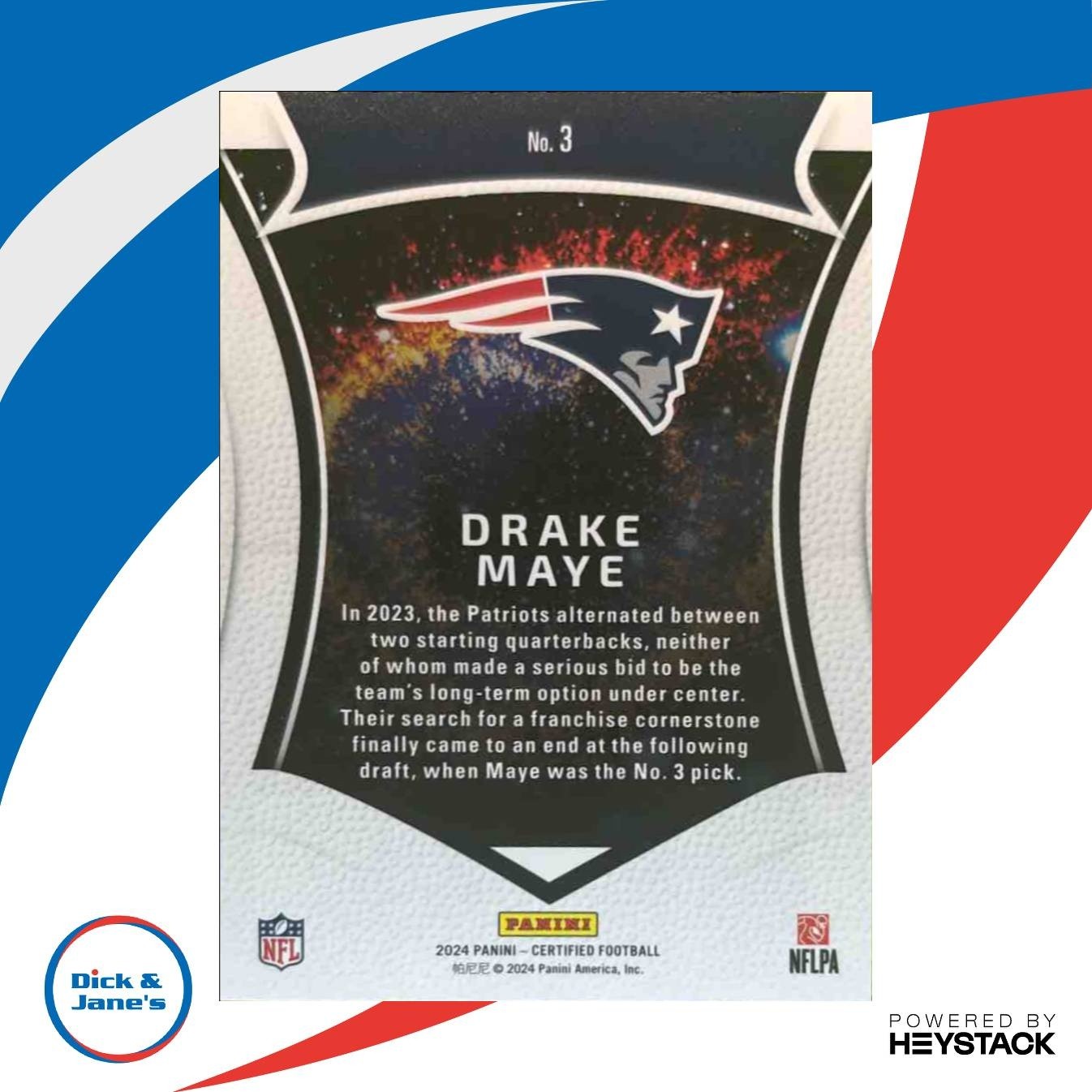 2024 Panini Certified Drake Maye Rookies #3 RC New England Patriots - Sports Cards