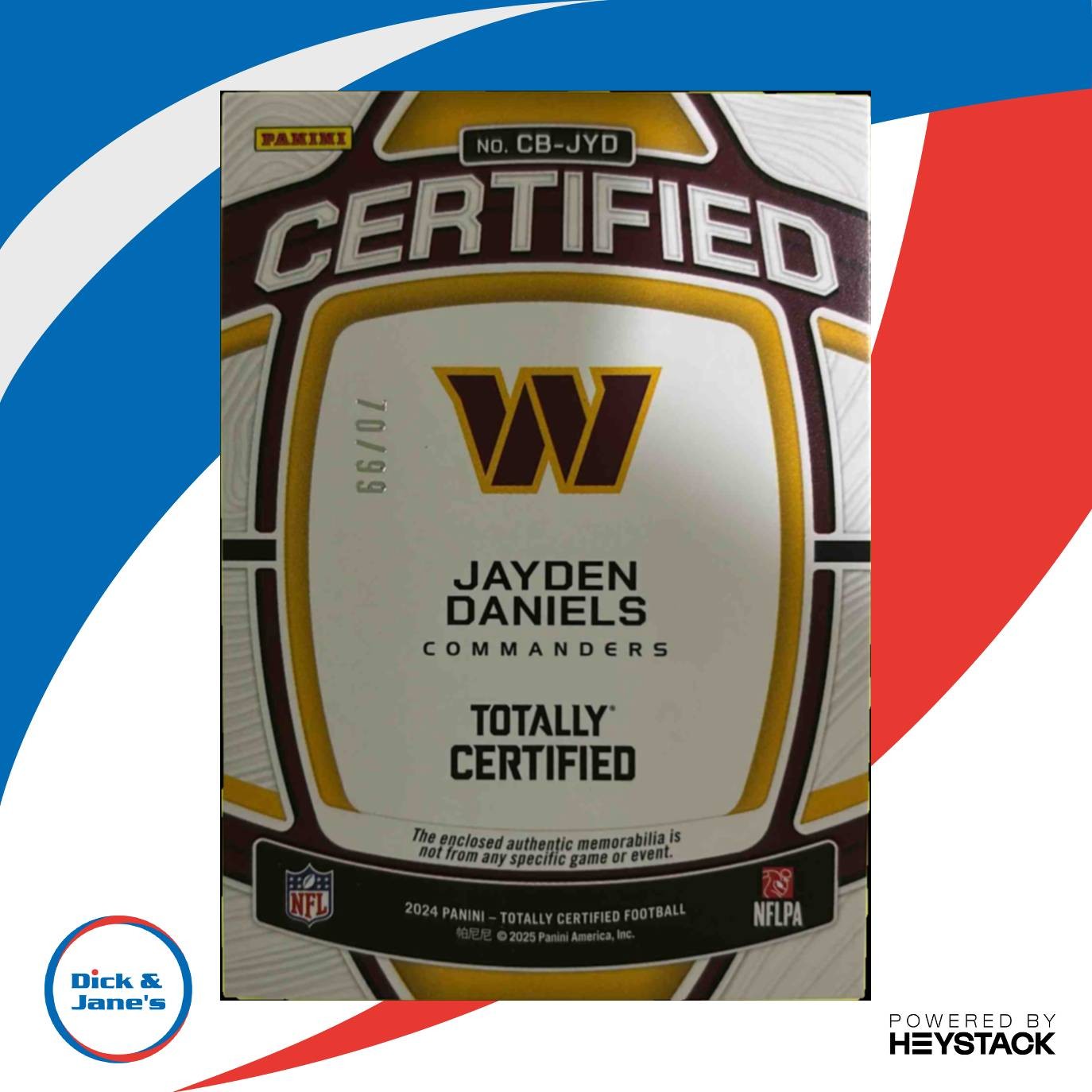 2024 Panini Certified Jayden Daniels Rookies Red Mirror 70/99 #4 RC Washington - Sports Cards