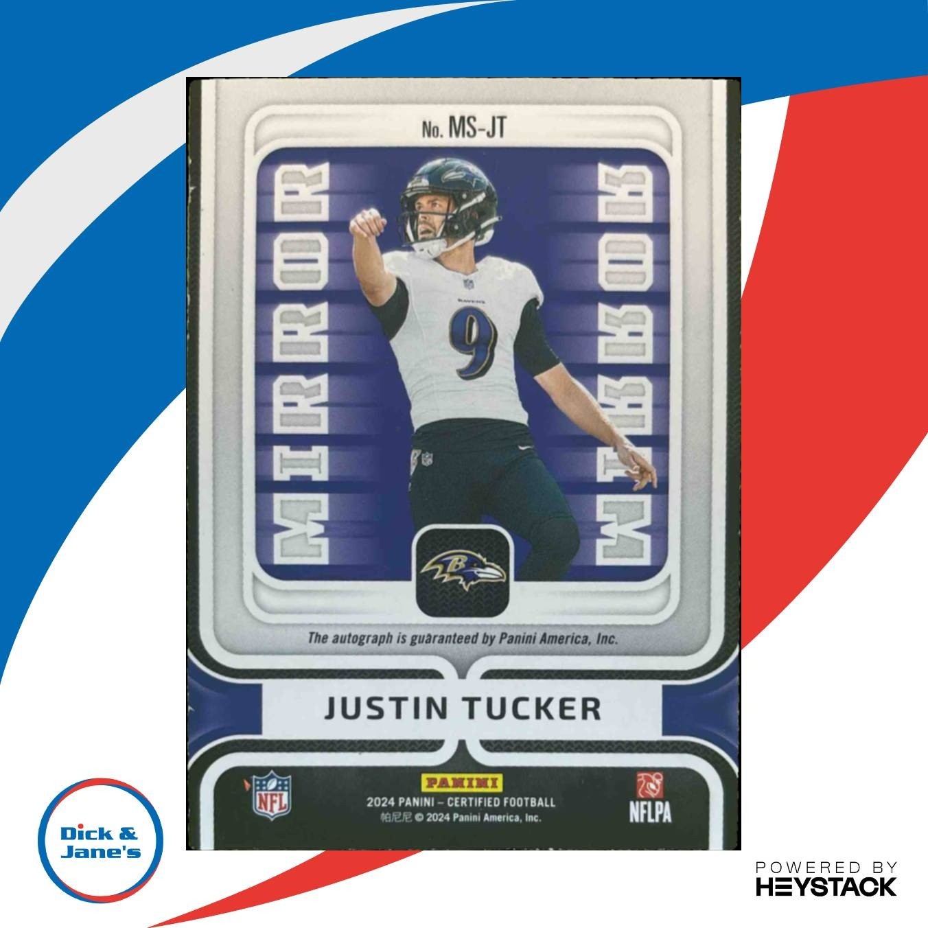 2024 Panini Certified Justin Tucker Mirror Signatures /49 Auto Baltimore Ravens - Sports Cards