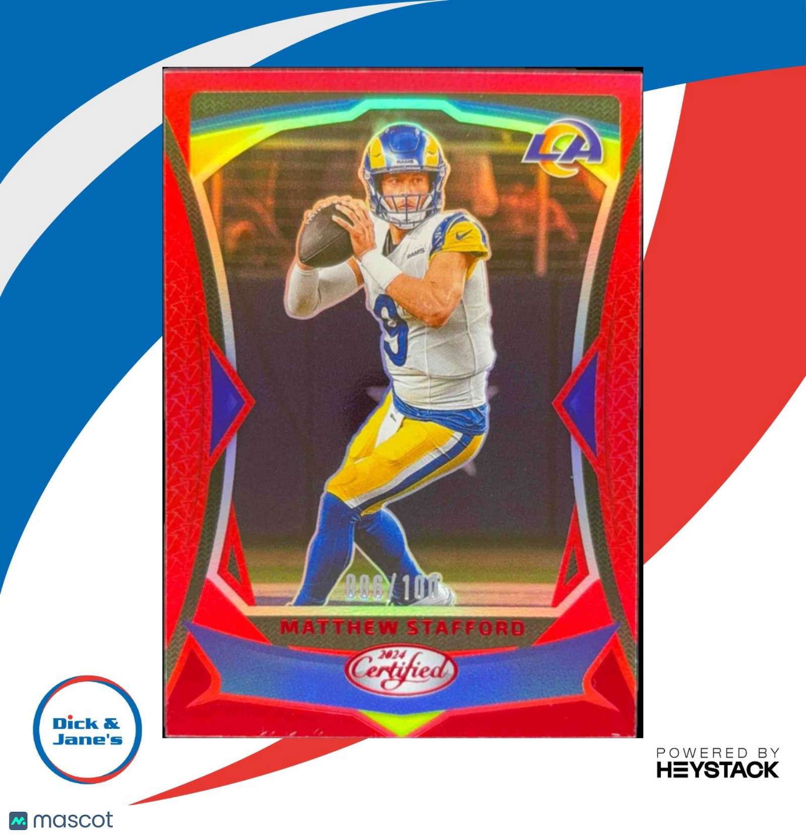 2024 Panini Certified Matthew Stafford Red Mirror 6/100 #73 Los Angeles Rams - Sports Cards