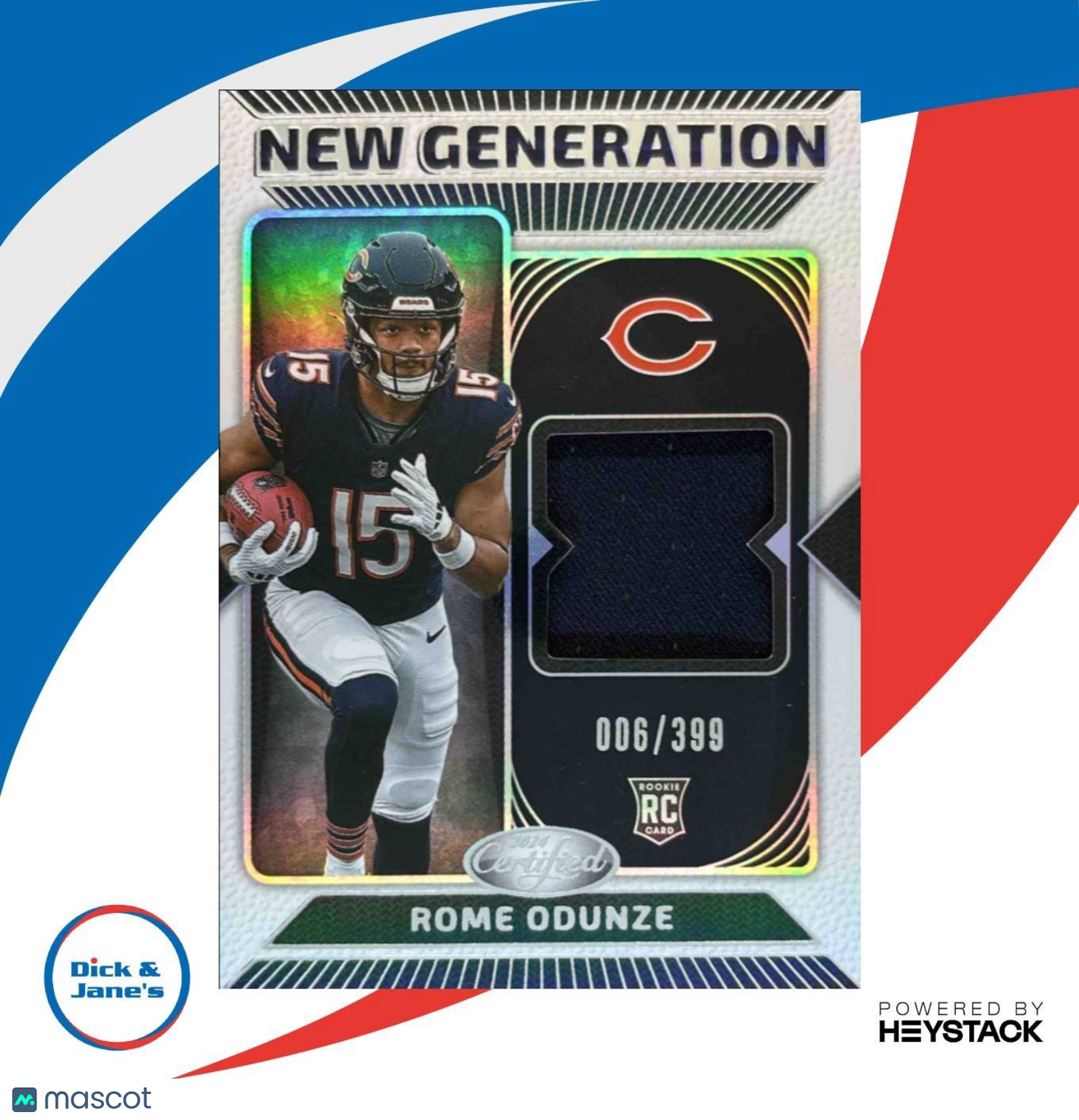 2024 Panini Certified Rome Odunze New Generation Jerseys Mirror /399 Bears - Sports Cards