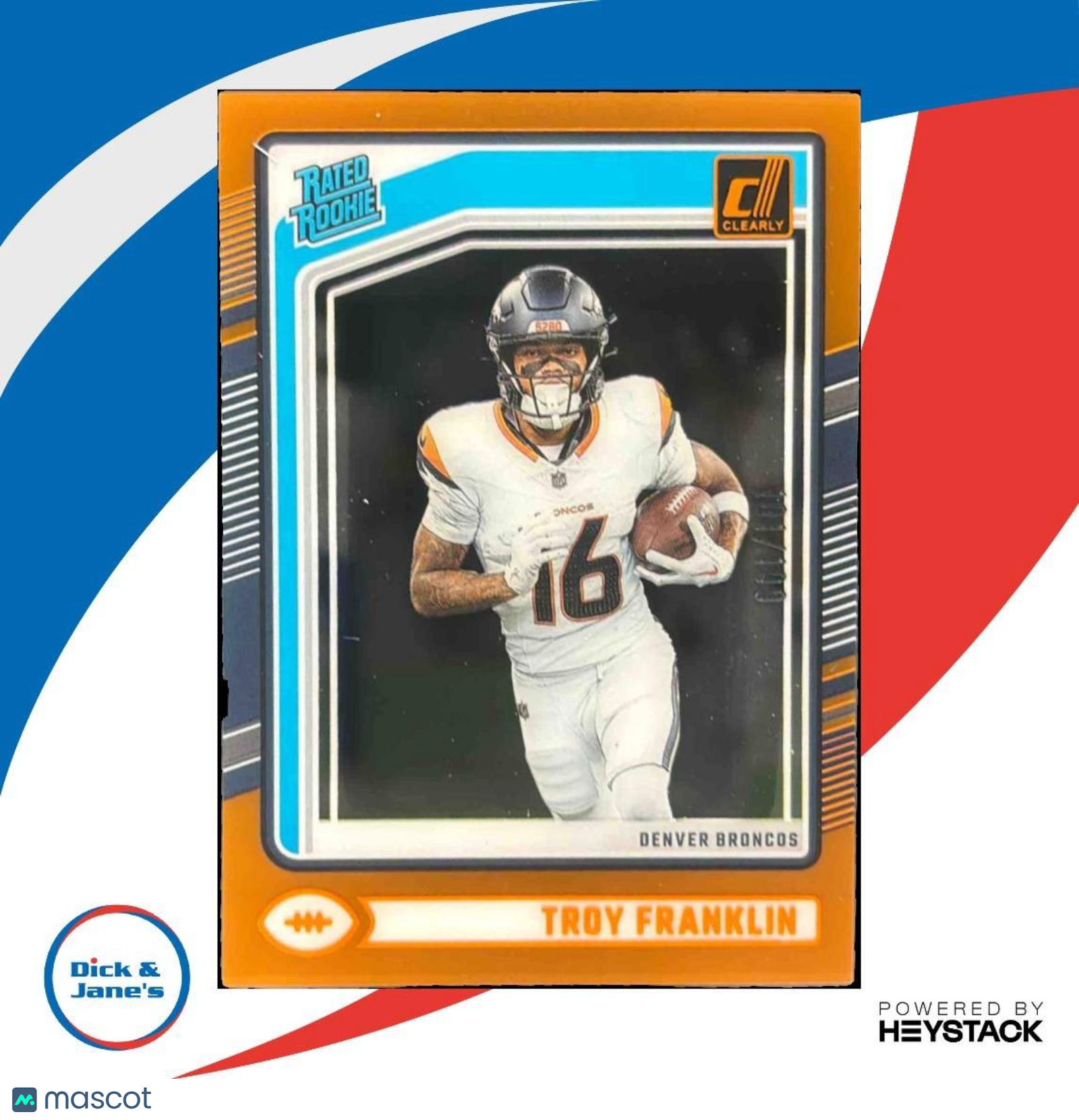 2024 Panini Clearly Donruss Troy Franklin Orange /199 #82 Rated Denver Broncos - Sports Cards