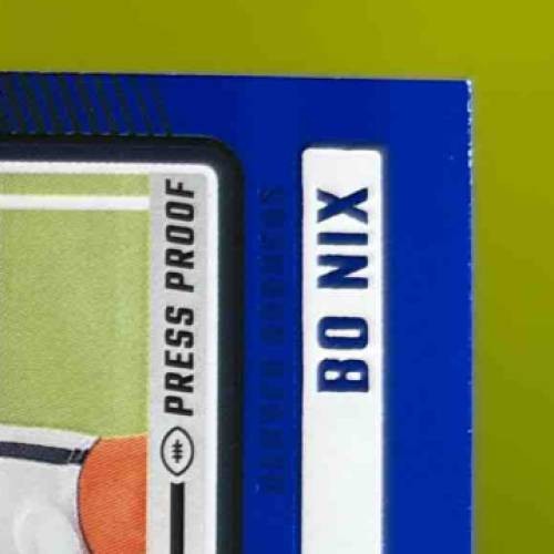 2024 Panini Donruss Bo Nix Press Proof Blue #369 Rated Rookie Denver Broncos - Sports Cards