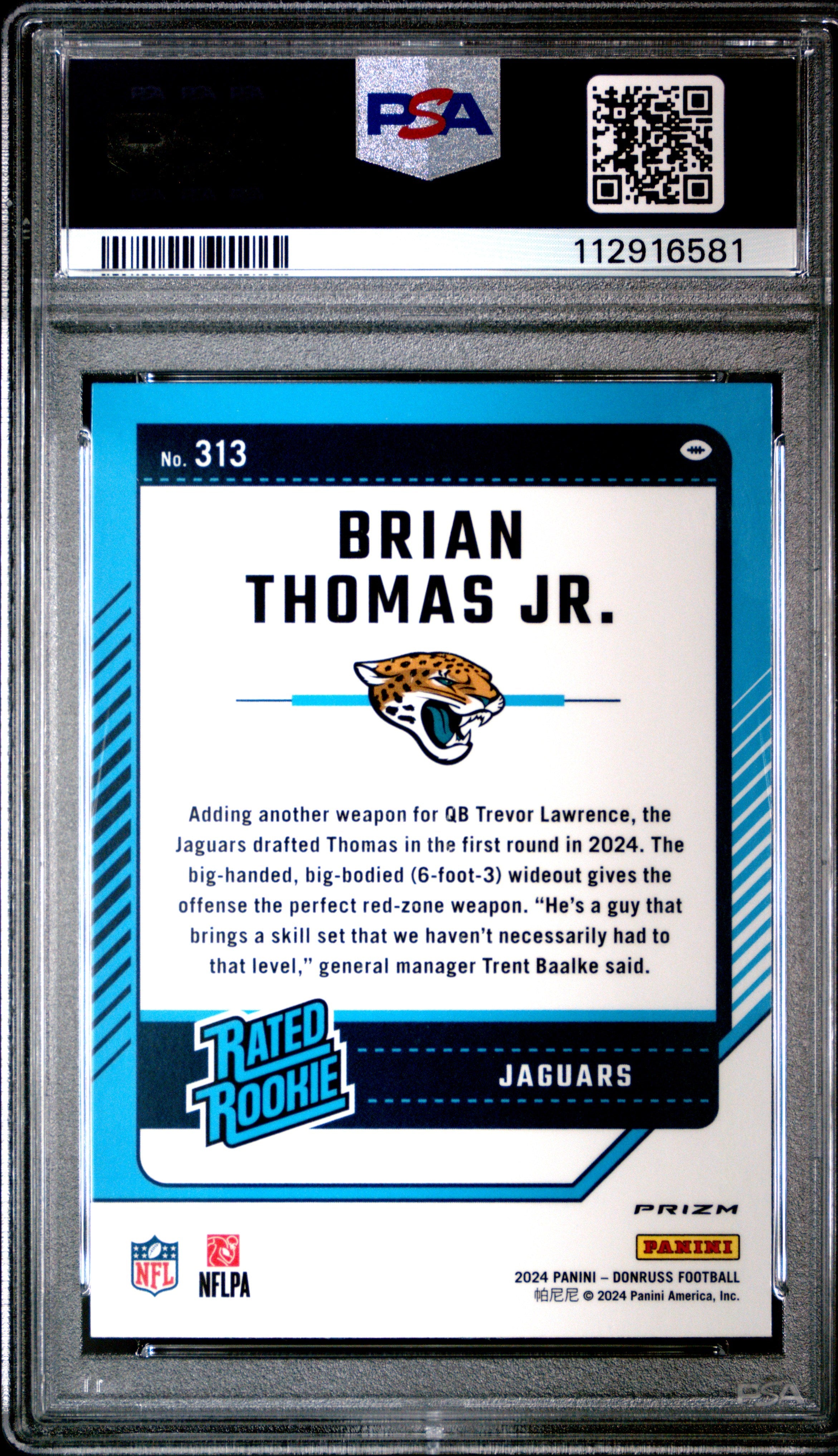 2024 Panini Donruss Brian Thomas JR. Optic Preview Pink #313 PSA 9 - Graded Sports Cards