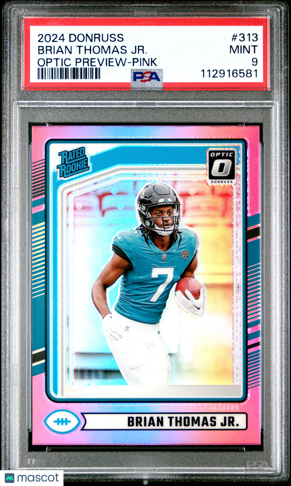 2024 Panini Donruss Brian Thomas JR. Optic Preview Pink #313 PSA 9 - Graded Sports Cards