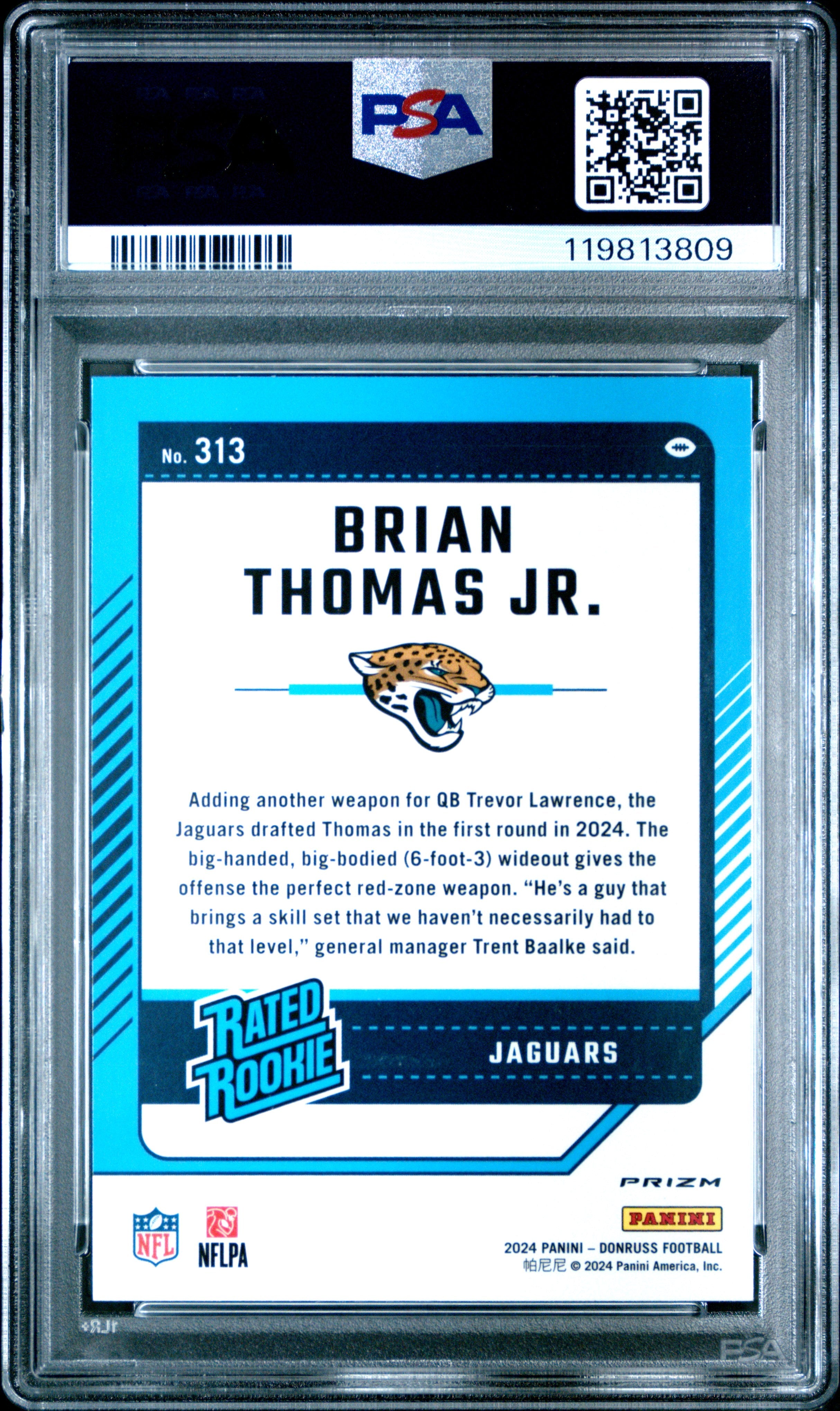 2024 Panini Donruss Brian Thomas Jr. Optic Preview Red Pandora Rookie #313 PSA 9 - Graded Sports Cards