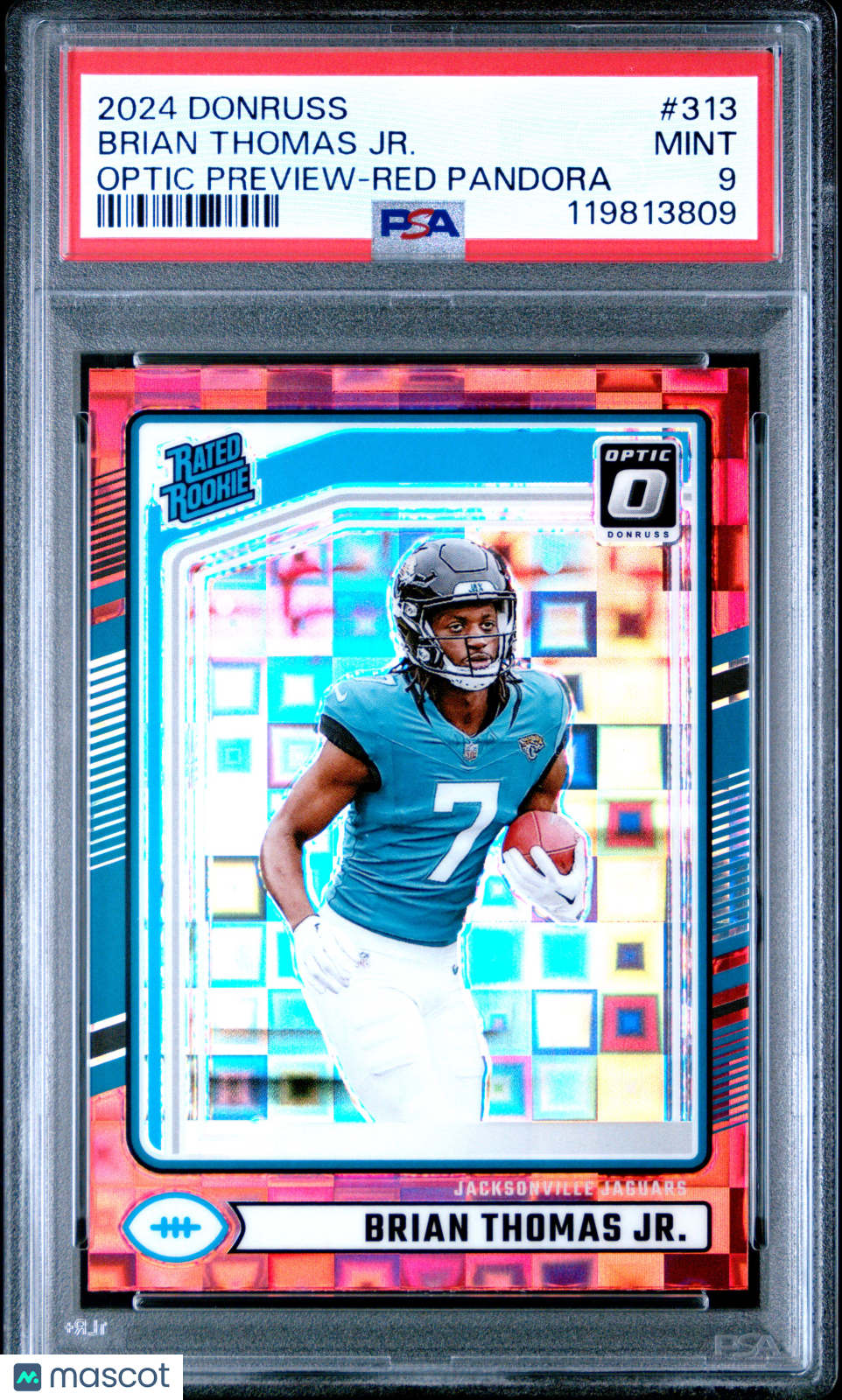 2024 Panini Donruss Brian Thomas Jr. Optic Preview Red Pandora Rookie #313 PSA 9 - Graded Sports Cards