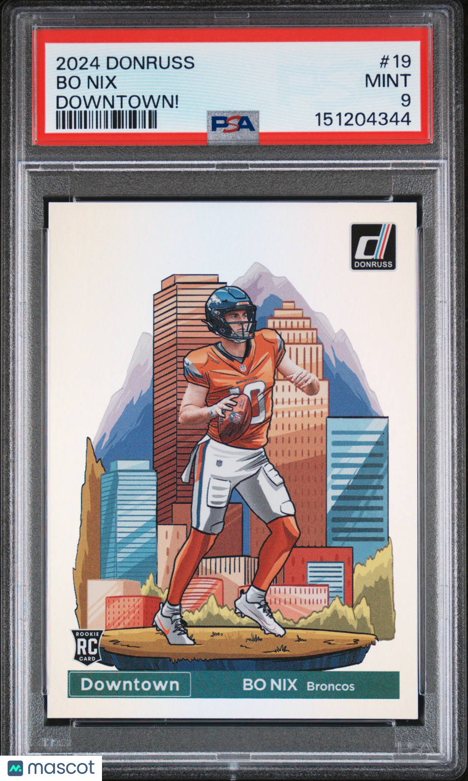2024 Panini Donruss Downtown! Bo Nix Rookie #19 PSA 9 MINT Denver Broncos - Graded Sports Cards