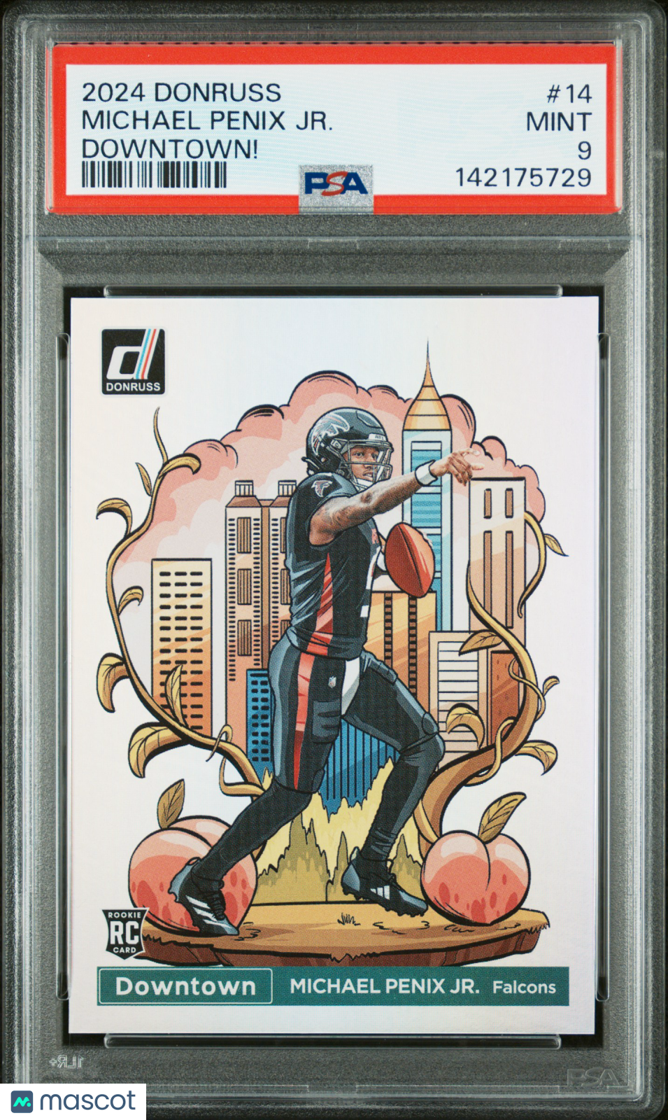 2024 Panini Donruss Downtown! Michael Penix JR. Rookie #14 PSA 9 MINT Falcons - Graded Sports Cards