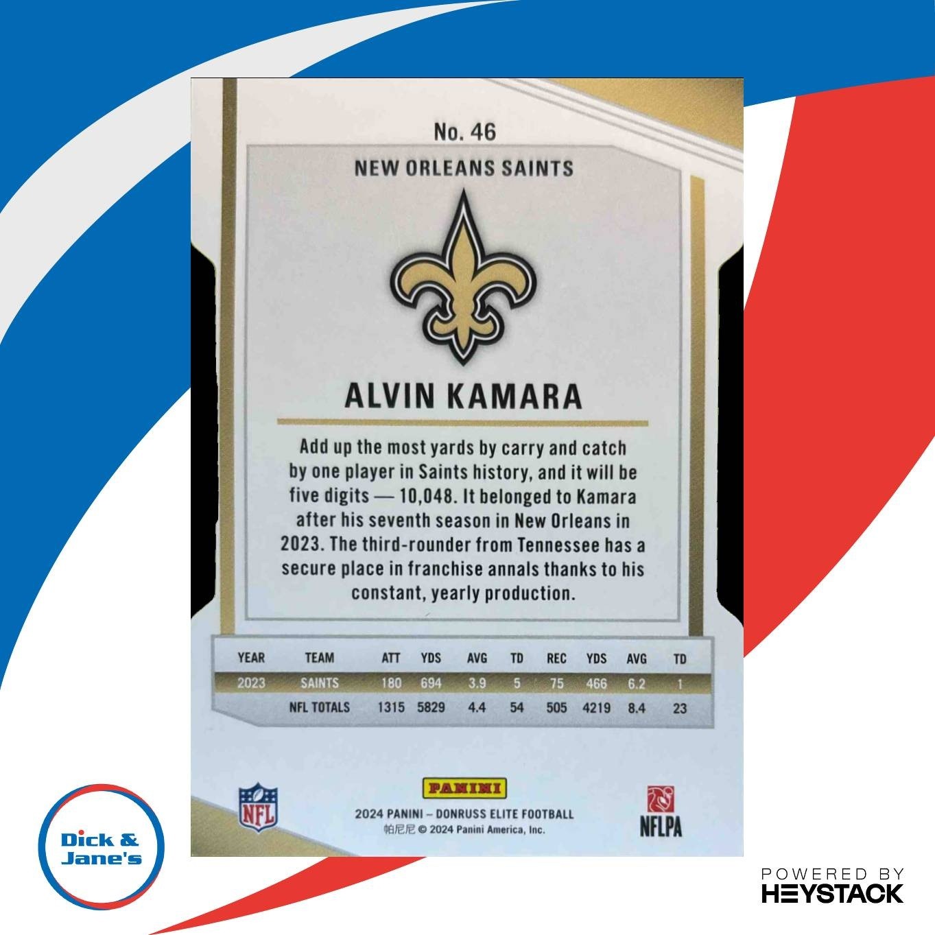 2024 Panini Donruss Elite Alvin Kamara Status Die Cut 7/9 #46 New Orleans Saints - Sports Cards