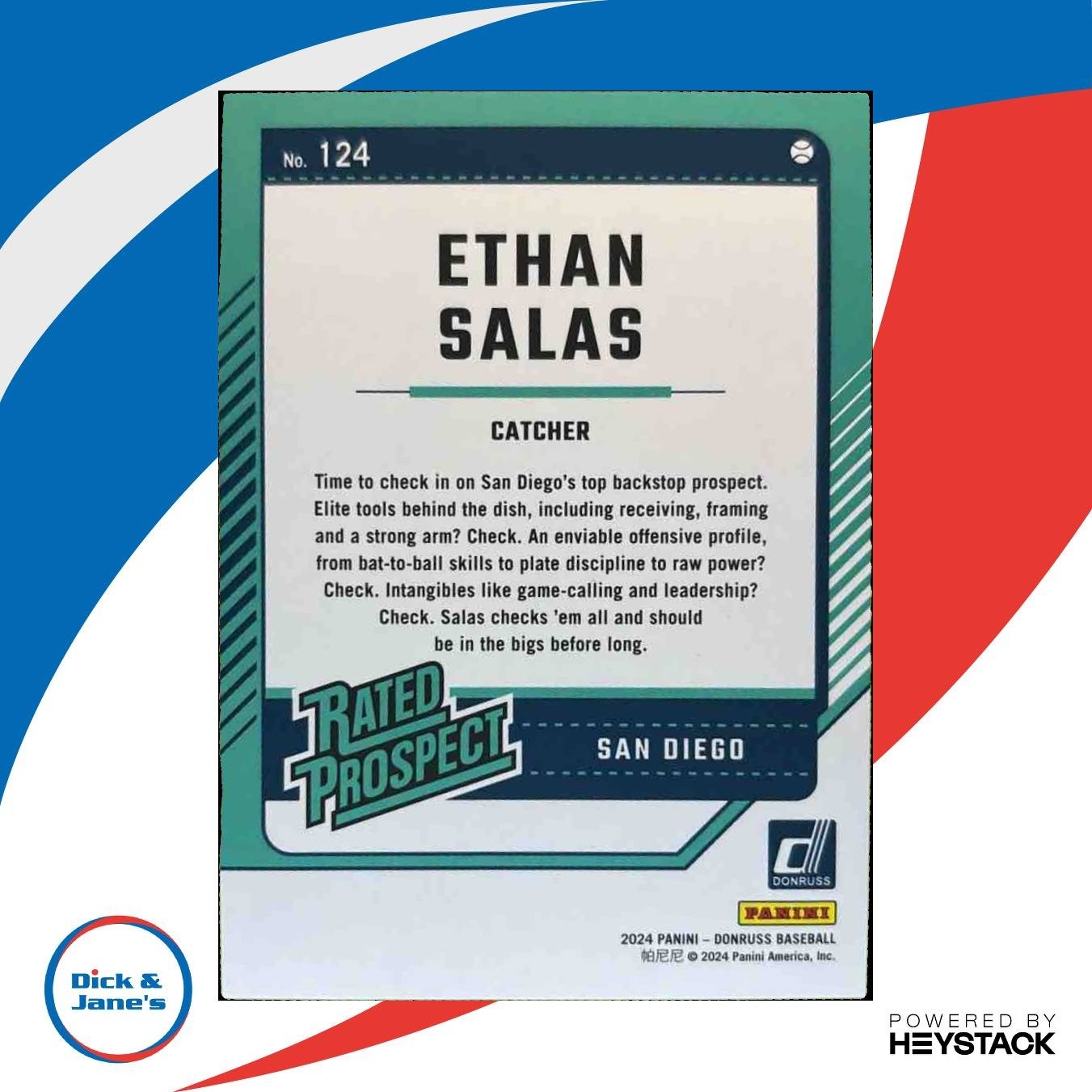 2024 Panini Donruss Ethan Salas Teal 20/25 #124 Rated Prospect San Diego Padres - Sports Cards
