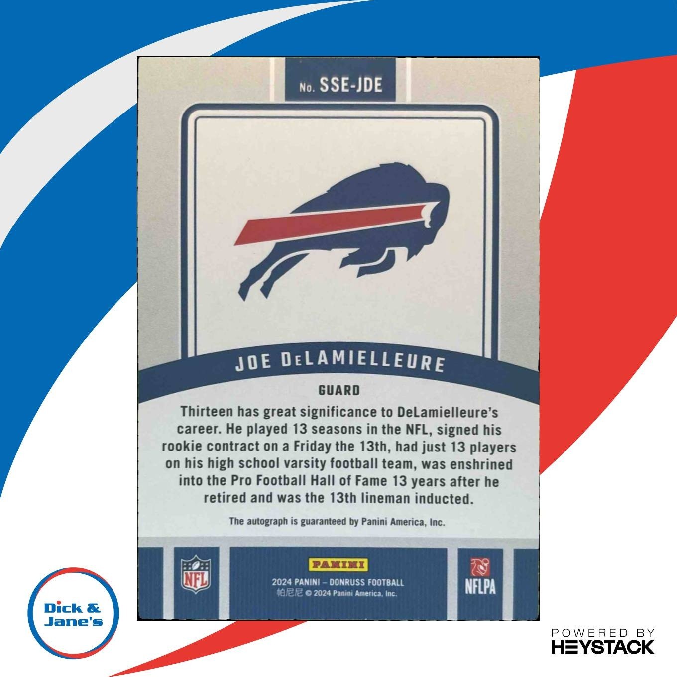 2024 Panini Donruss Joe DeLamiellure Signature Series Auto Buffalo Bills - Sports Cards