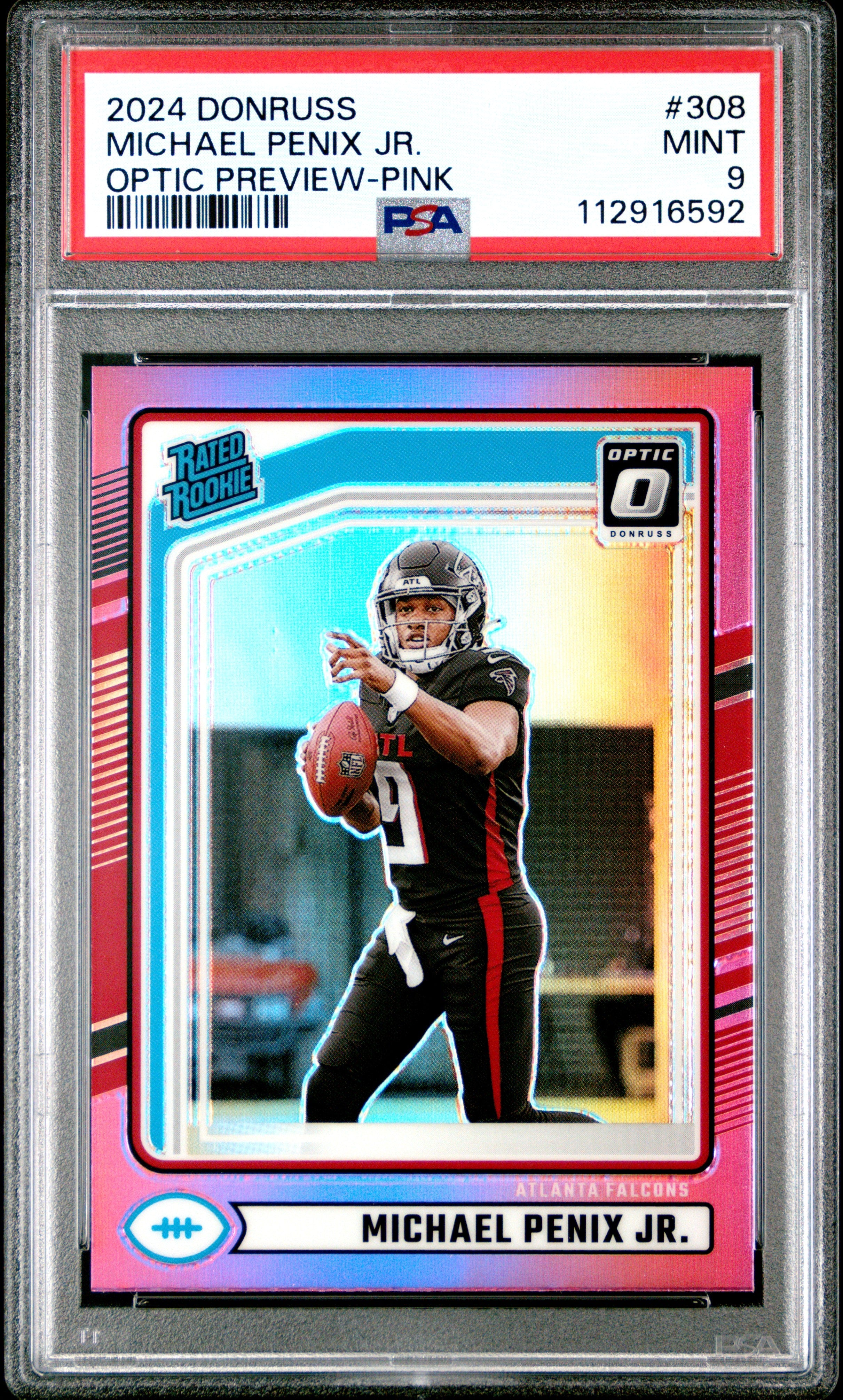 2024 Panini Donruss Michael Penix JR. Optic Preview Pink #308 PSA 9 - Graded Sports Cards