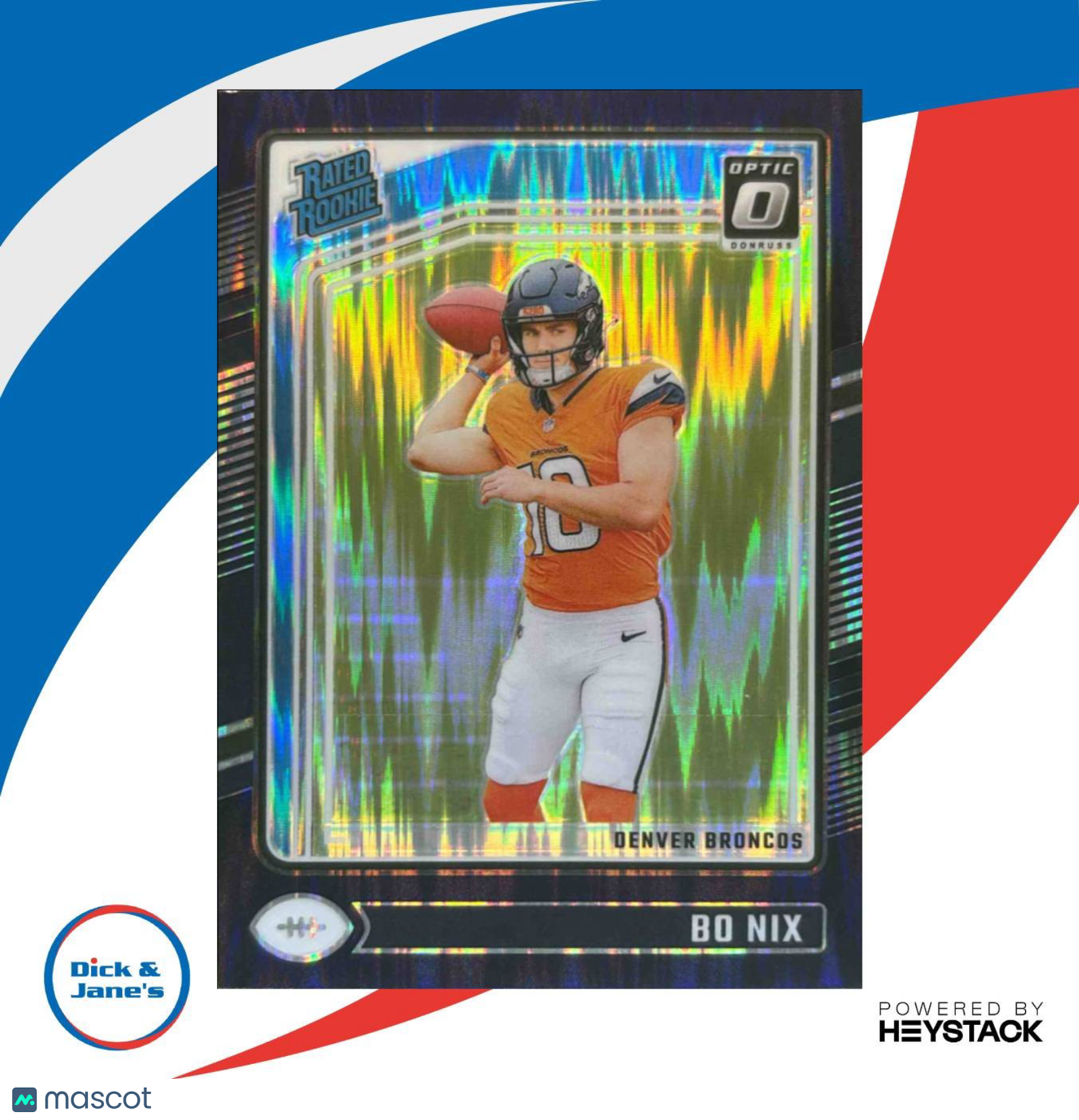 2024 Panini Donruss Optic Bo Nix Purple Shock #209 Rated Rookie Denver Broncos - Sports Cards