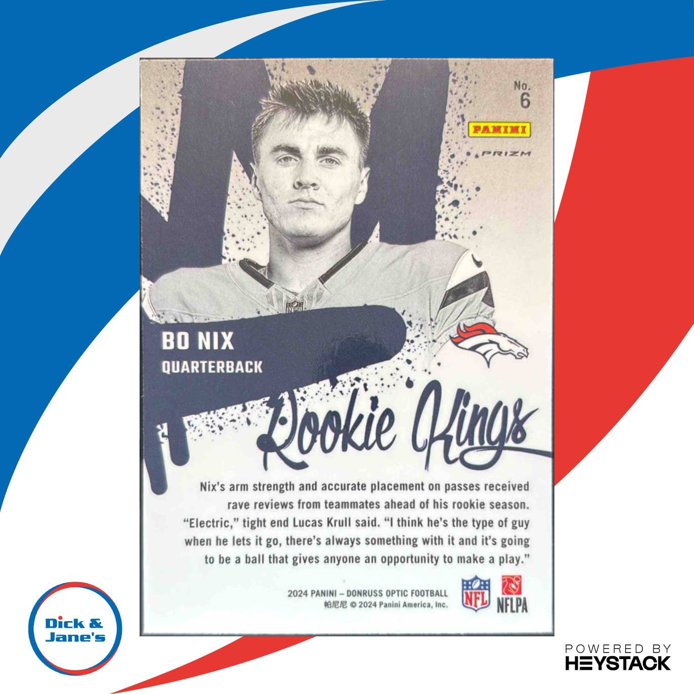 2024 Panini Donruss Optic Bo Nix Rookie Kings #6 RC Denver Broncos - Sports Cards