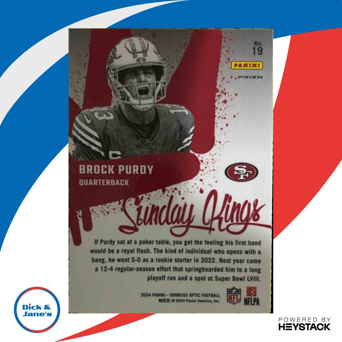 2024 Panini Donruss Optic Brock Purdy Sunday Kings #19 San Francisco 49ers - Sports Cards